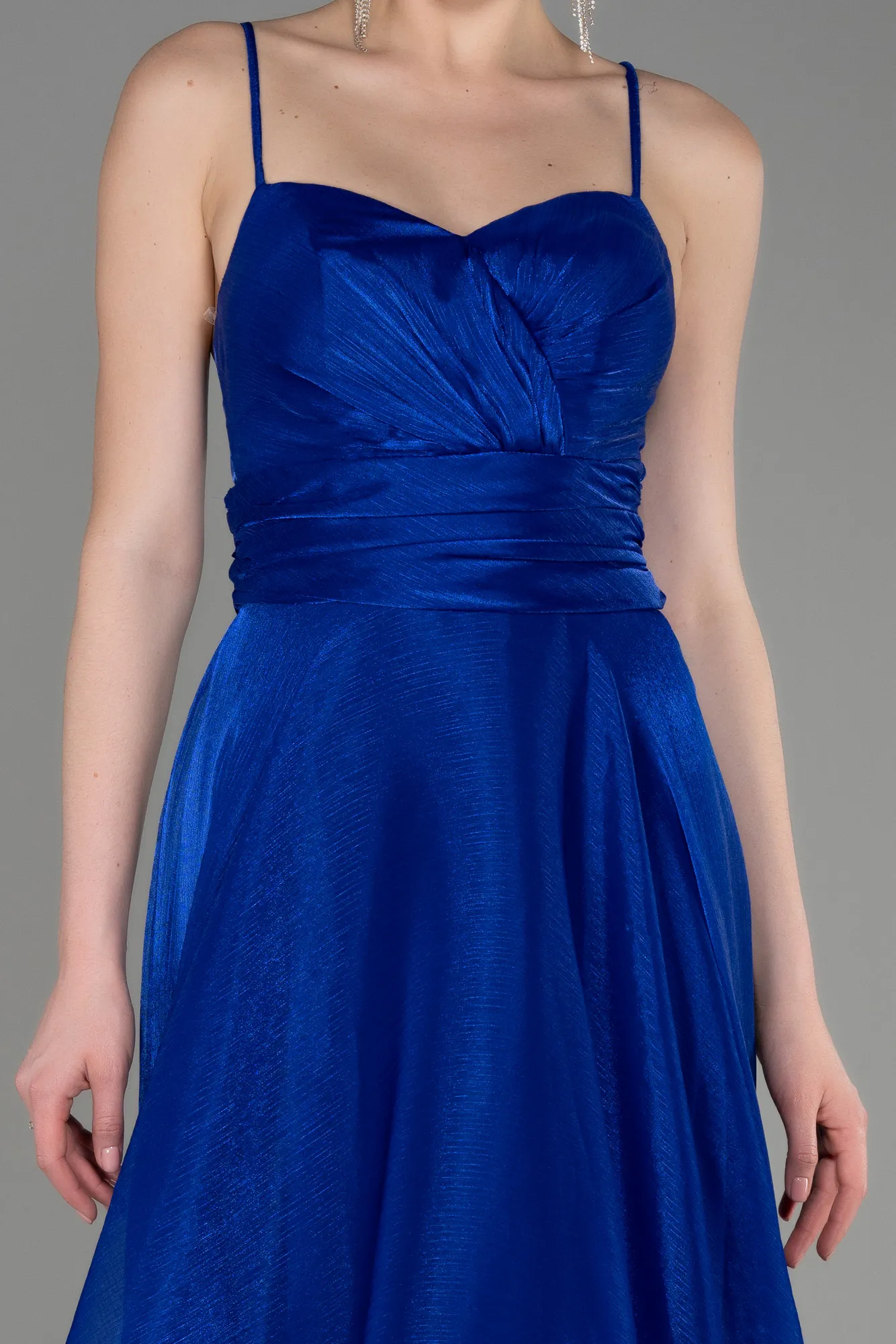 Sax Blue-Long Chiffon Prom Gown ABU3771