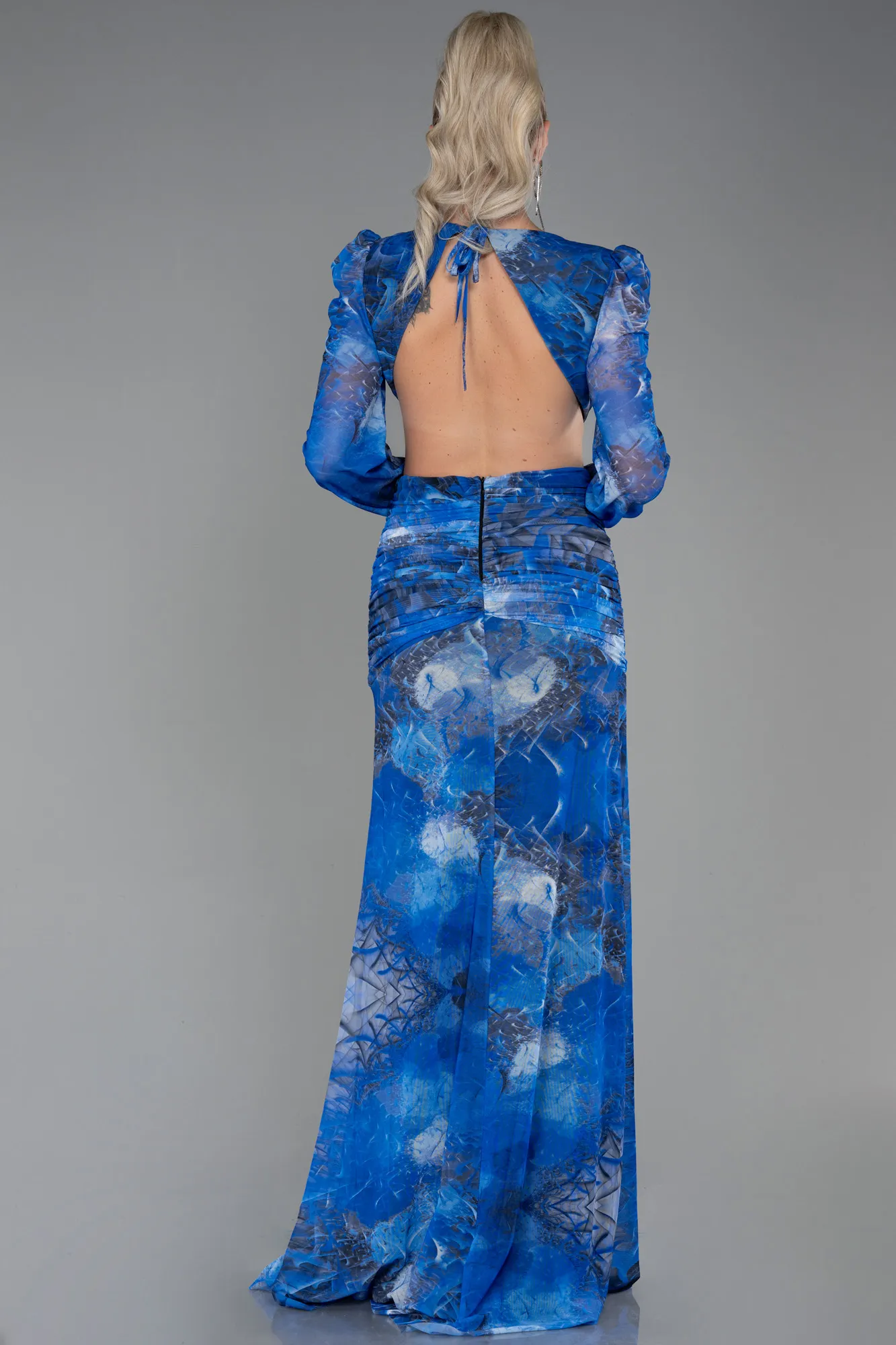 Sax Blue-Long Evening Dress ABU2637