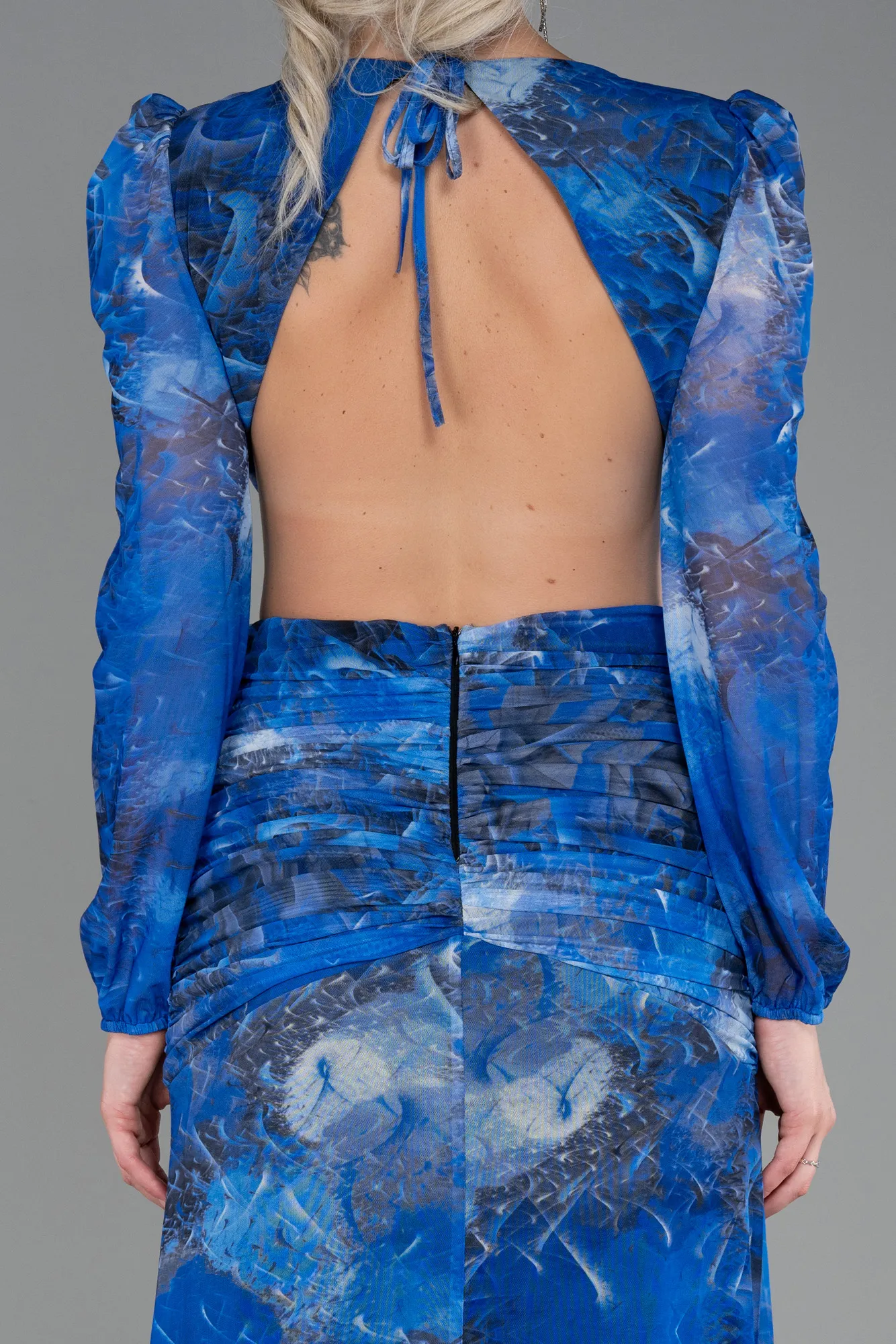 Sax Blue-Long Evening Dress ABU2637