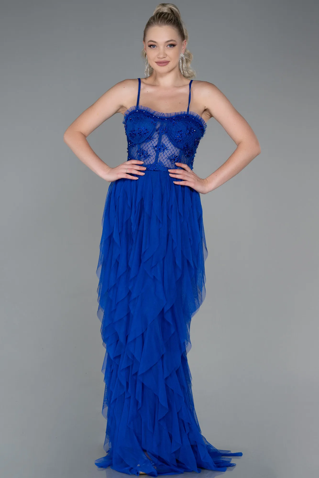Sax Blue-Long Evening Dress ABU2822