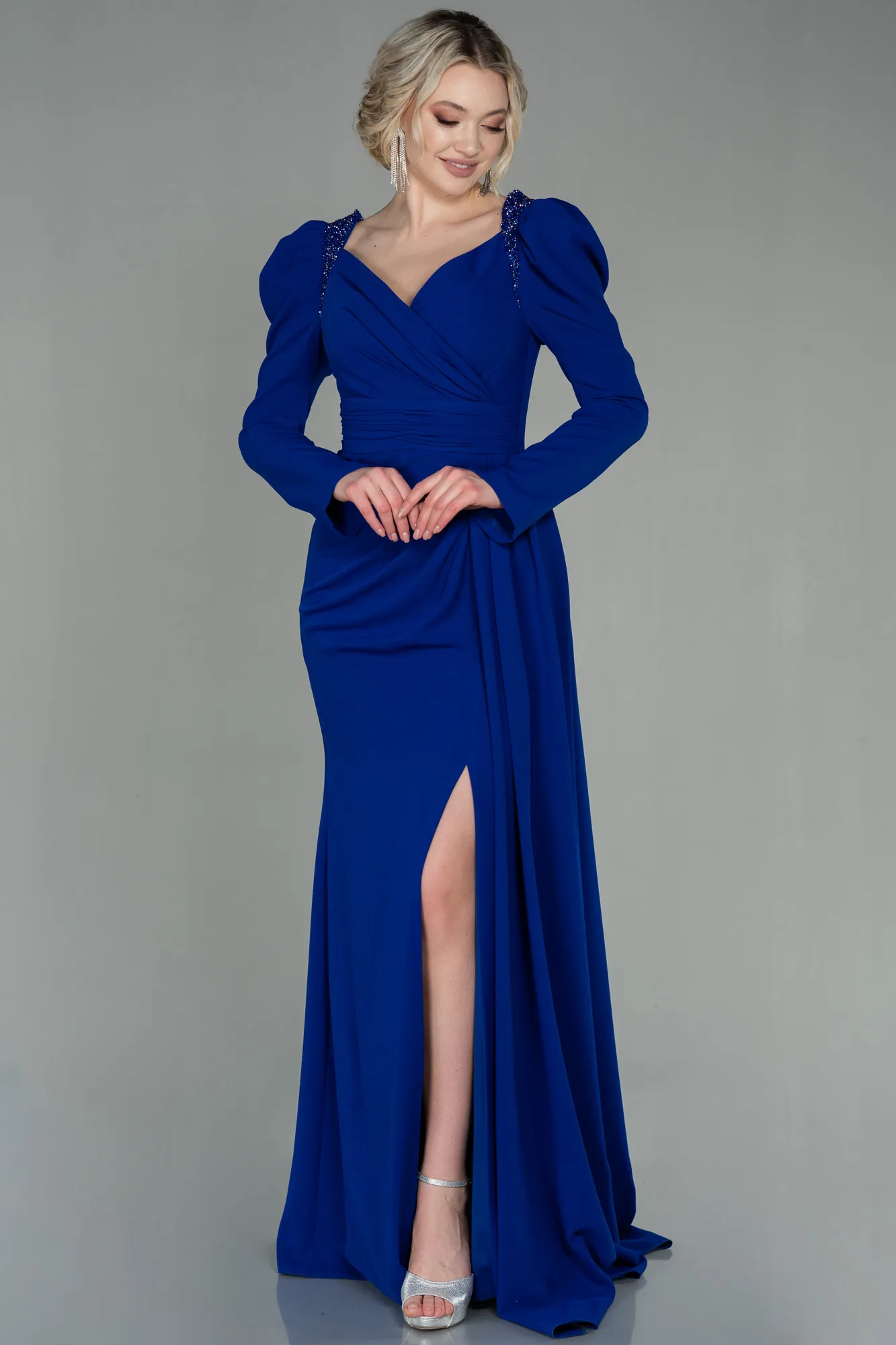 Sax Blue-Long Evening Dress ABU2895