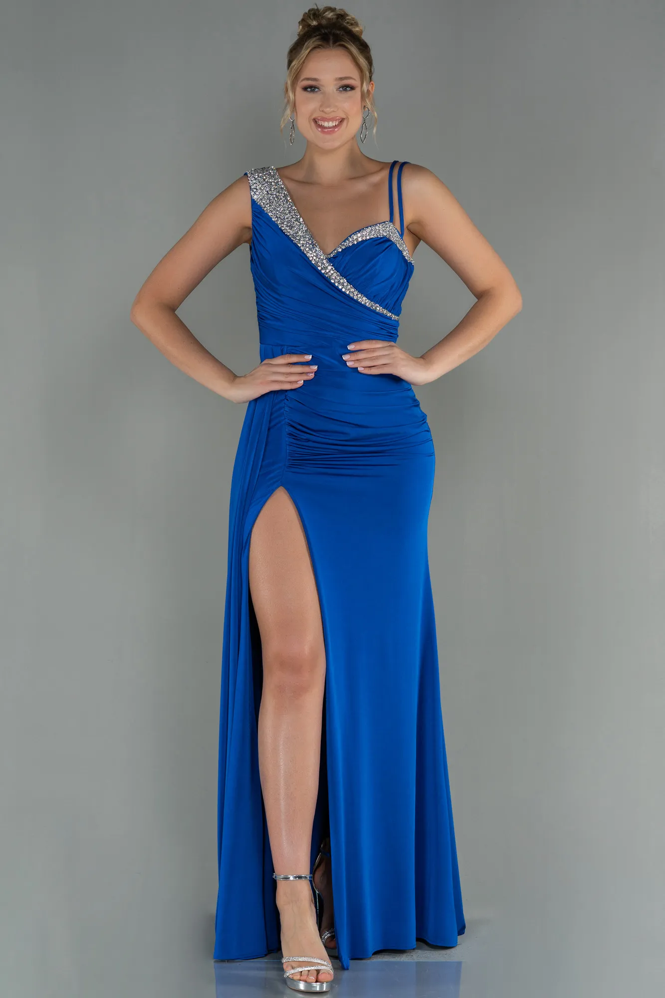 Sax Blue-Long Evening Dress ABU3000