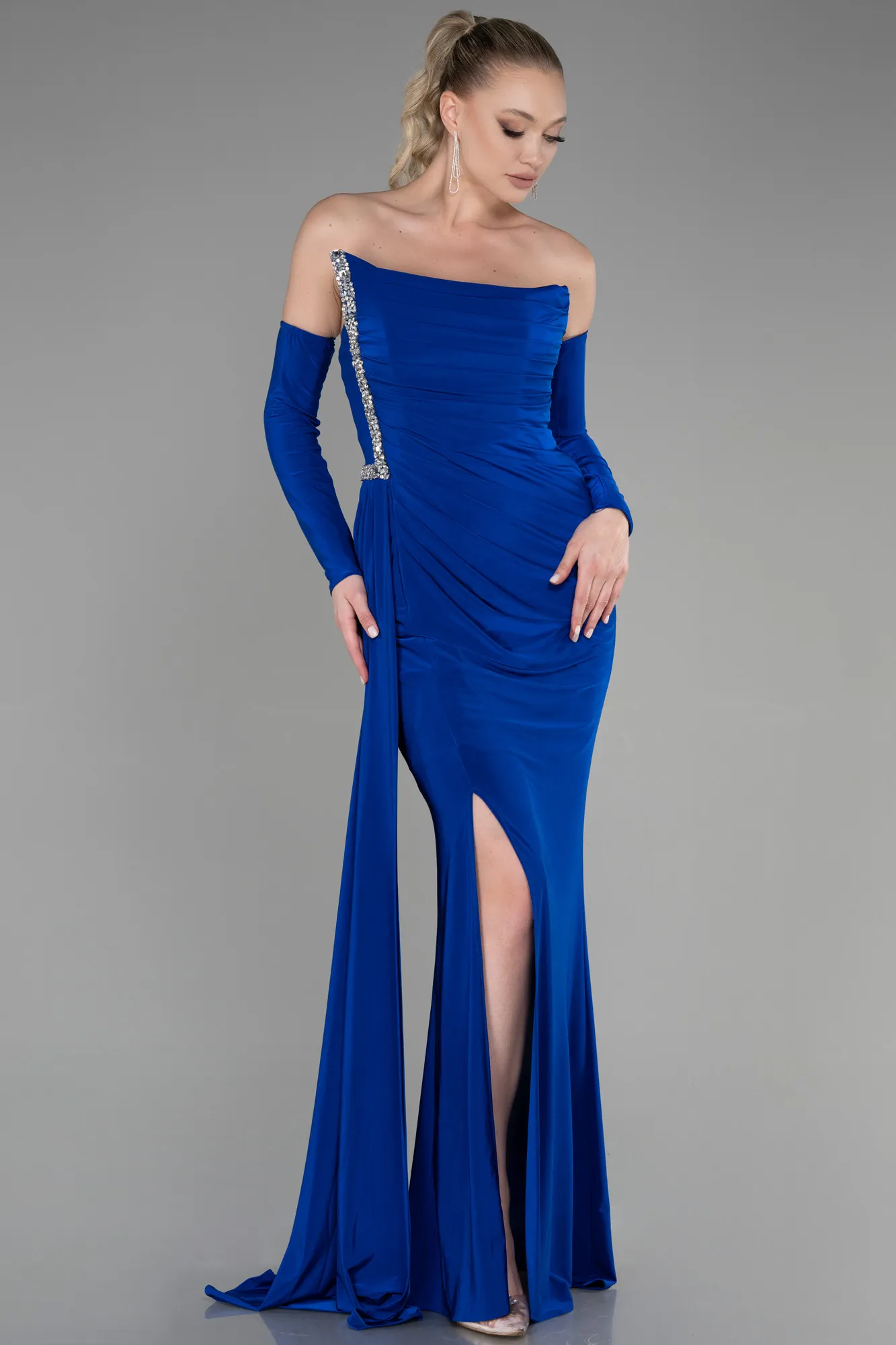 Sax Blue-Long Evening Dress ABU3342