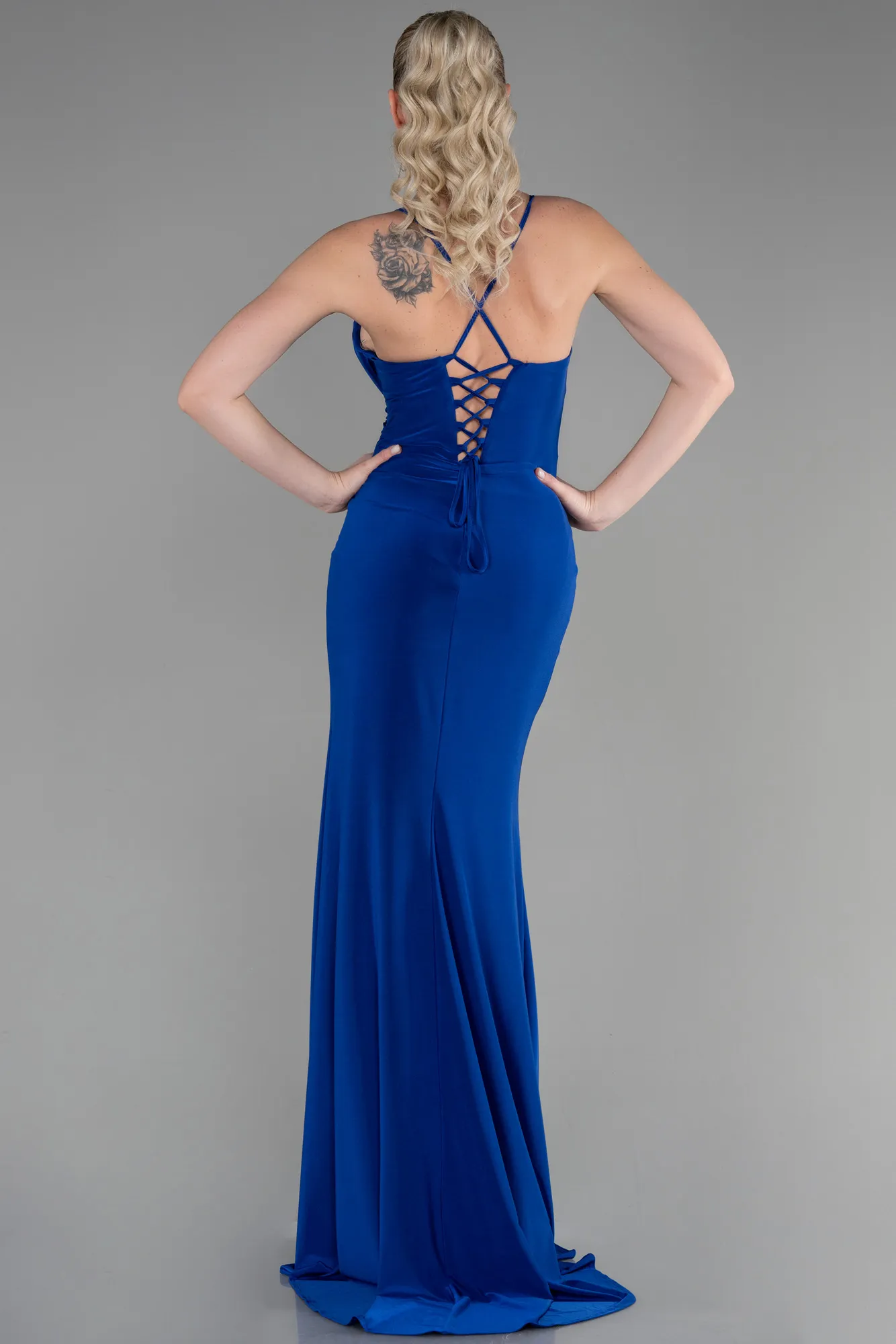 Sax Blue-Long Evening Dress ABU3363
