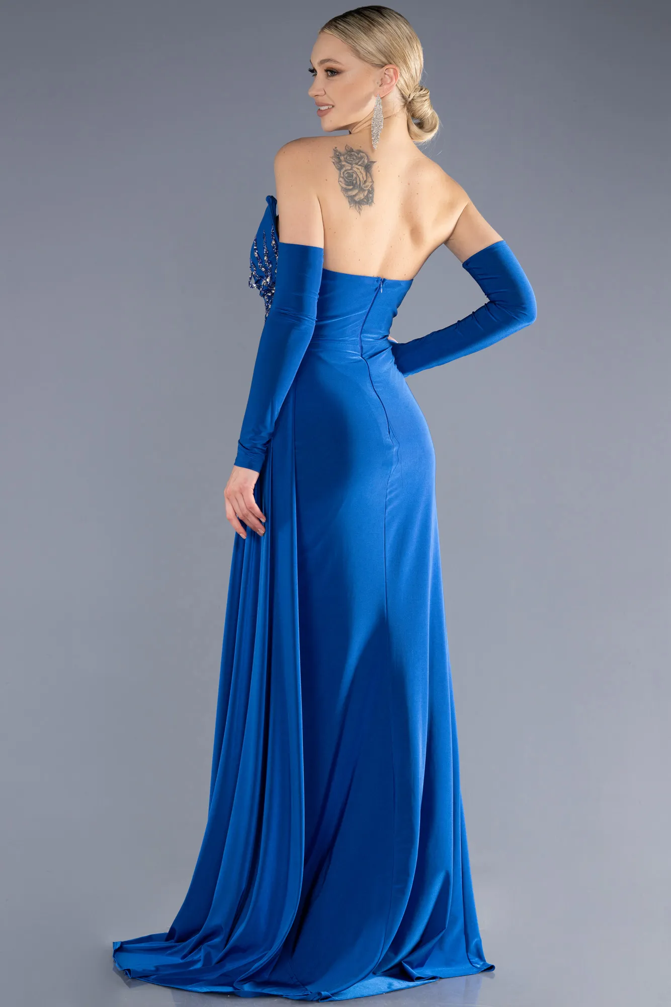 Sax Blue-Long Evening Dress ABU3679