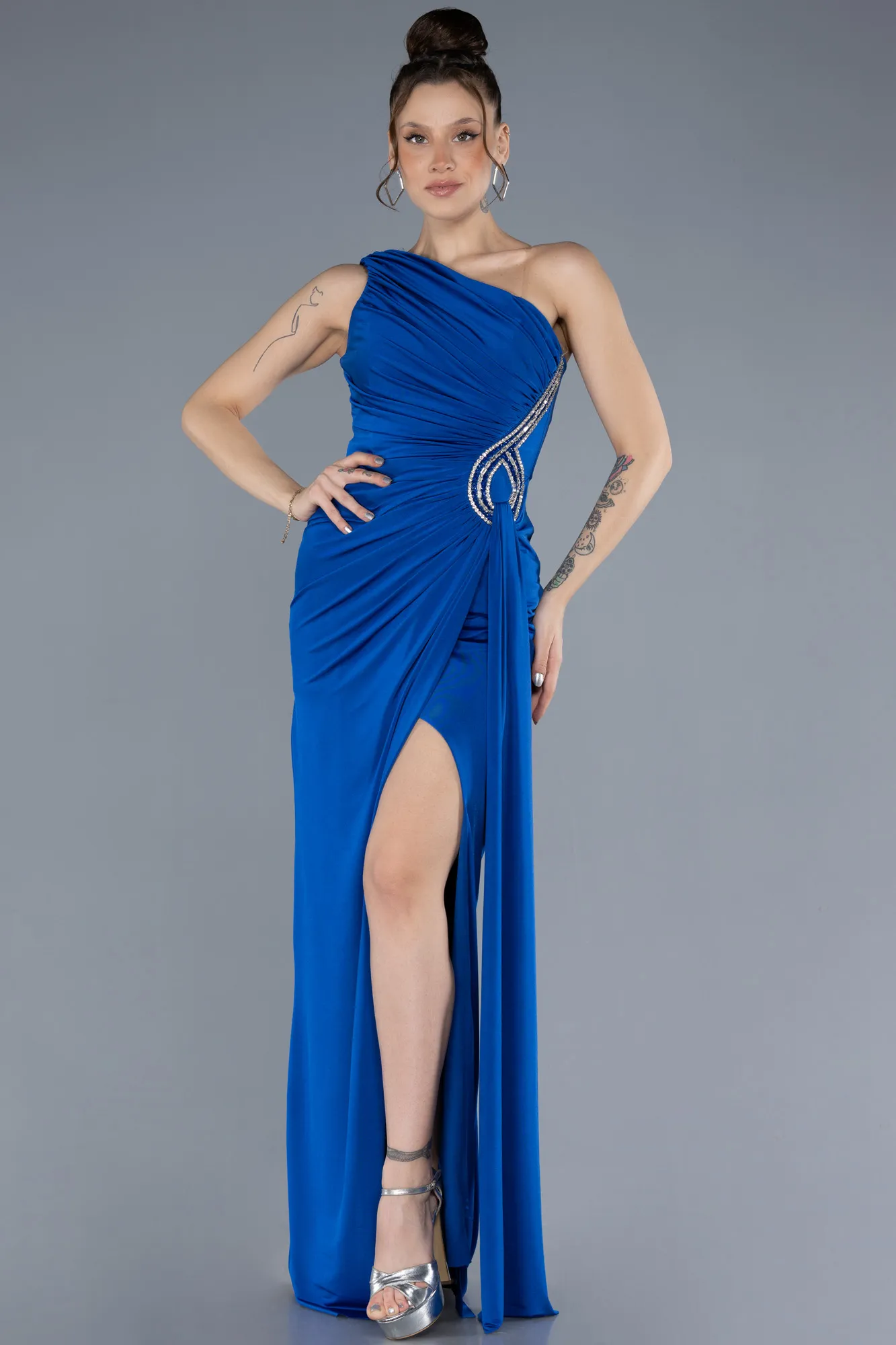 Sax Blue-Long Evening Dress ABU4611