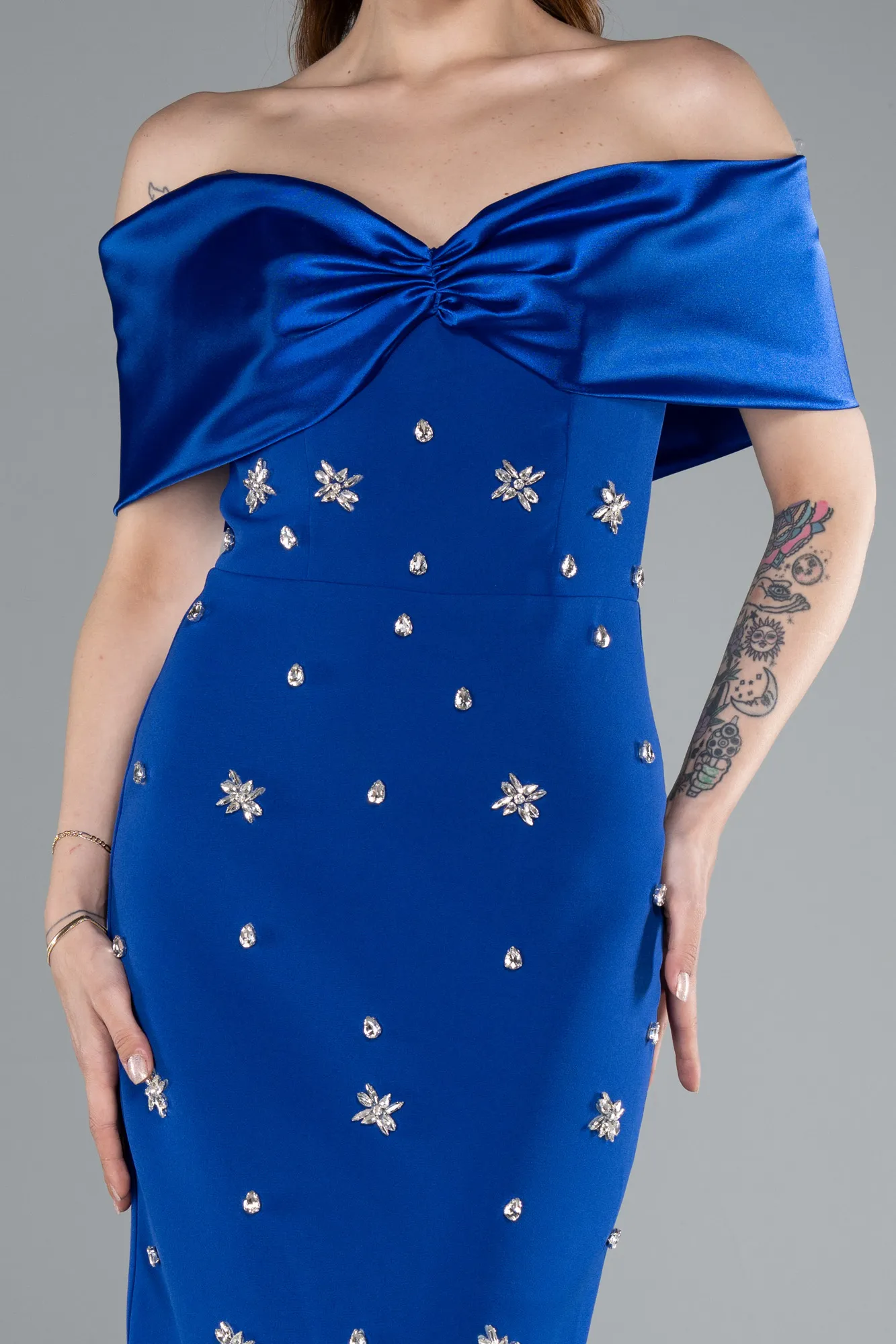 Sax Blue-Long Evening Dress ABU4973