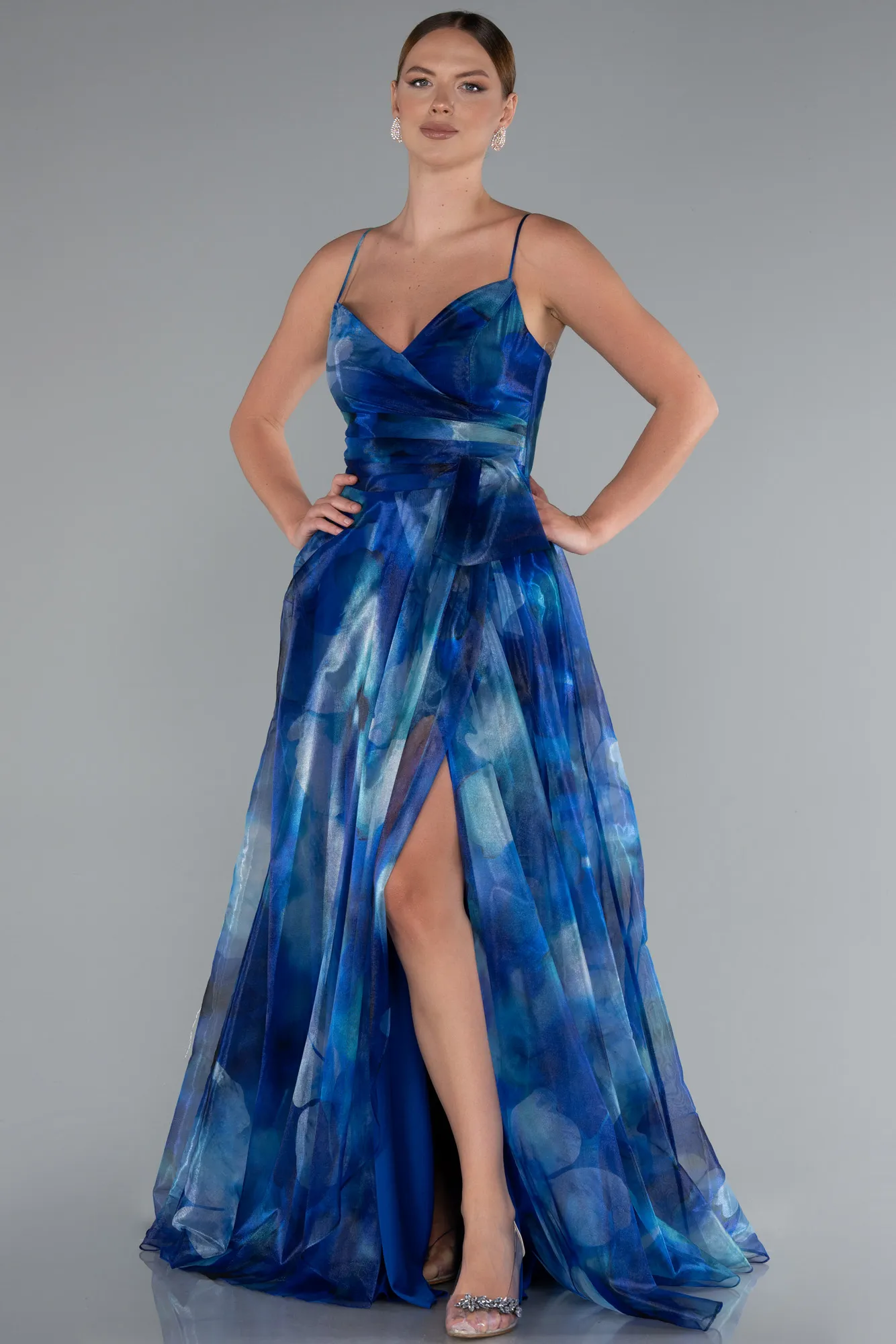 Sax Blue-Long Evening Dress ABU5053