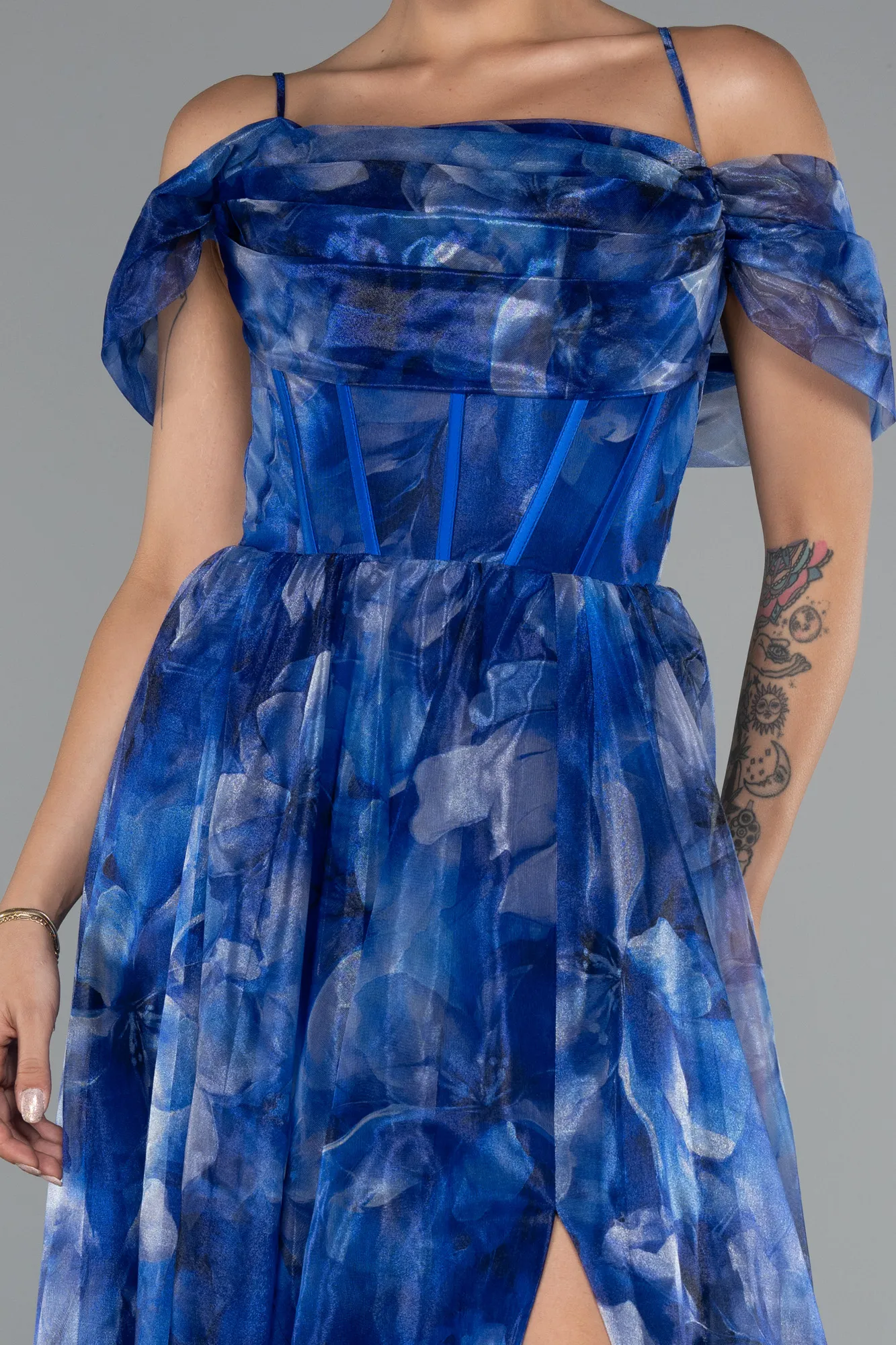 Sax Blue-Long Evening Dress ABU5133