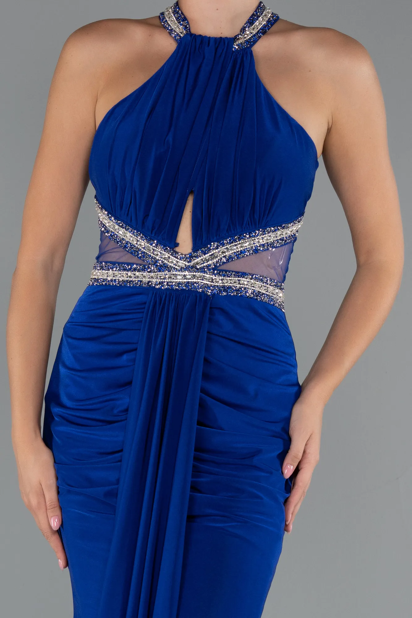 Sax Blue-Long Evening Dress ABU5258