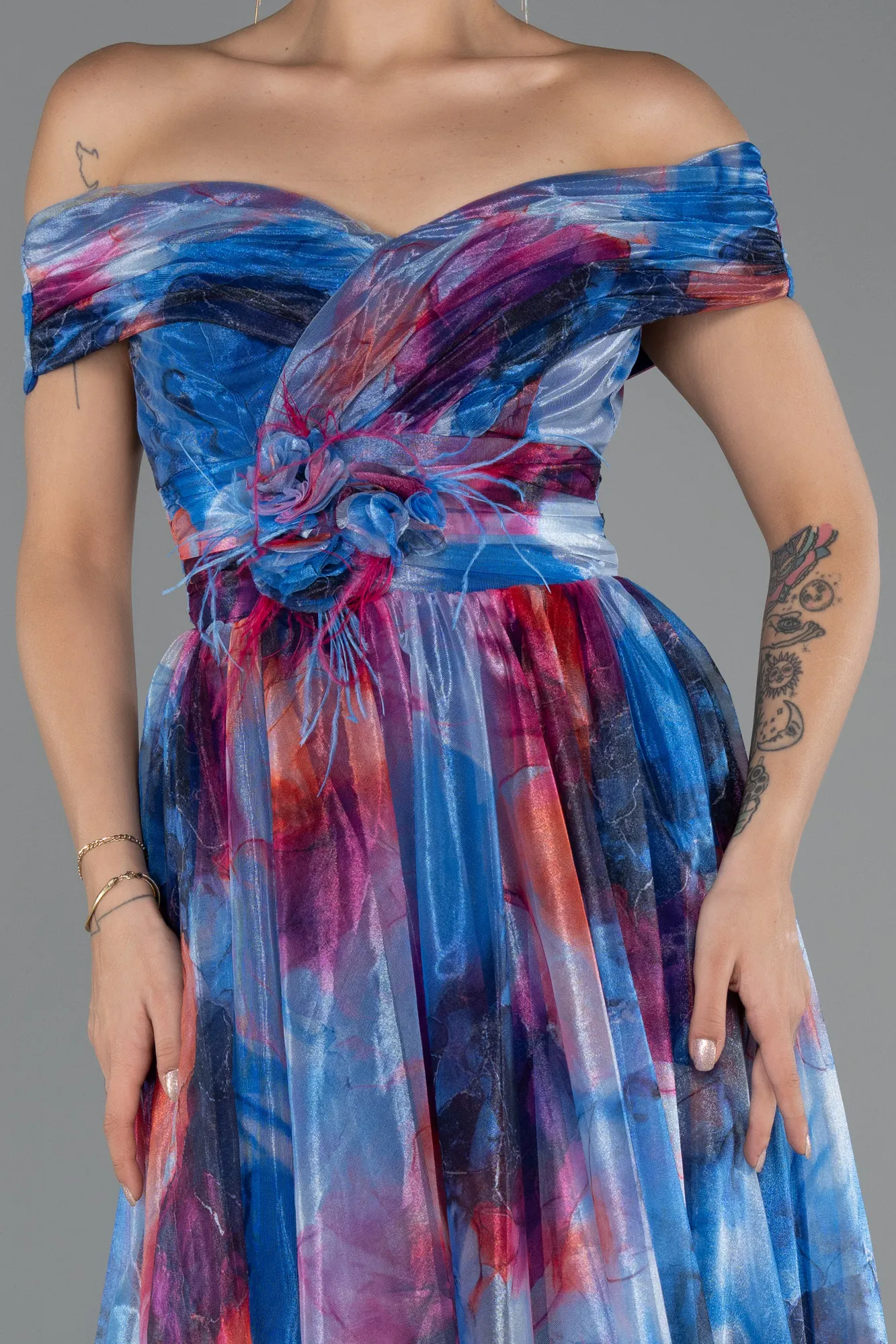 Sax Blue-Long Evening Dress ABU5262