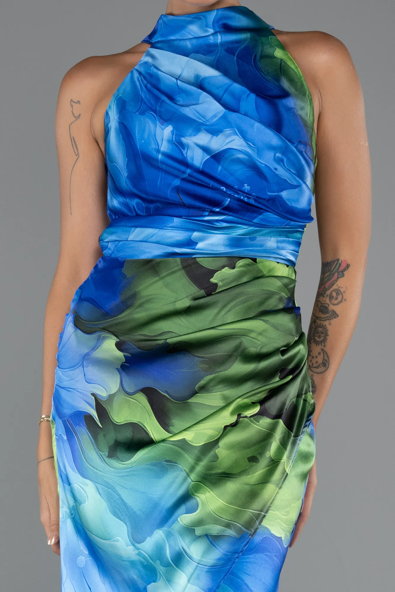 Sax Blue-Long Evening Dress ABU5305