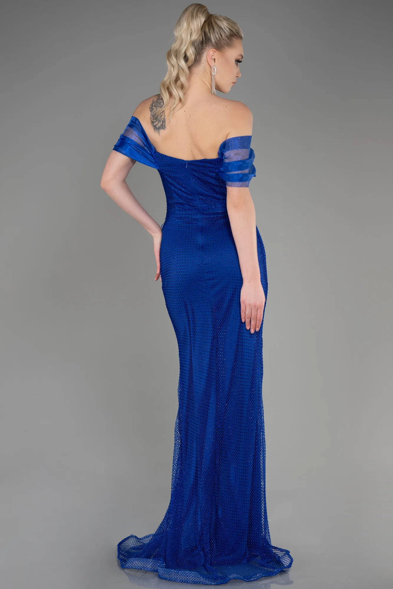 Sax Blue-Long File Mermaid Prom Dress ABU3769