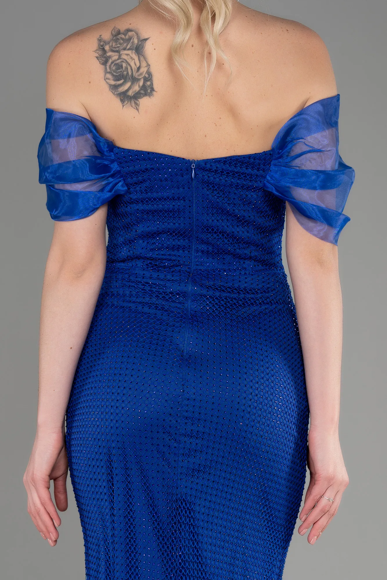 Sax Blue-Long File Mermaid Prom Dress ABU3769