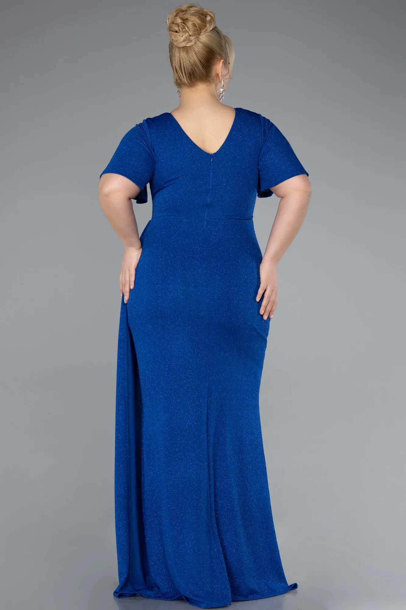 Sax Blue-Long Formal Plus Size Dress ABU3645