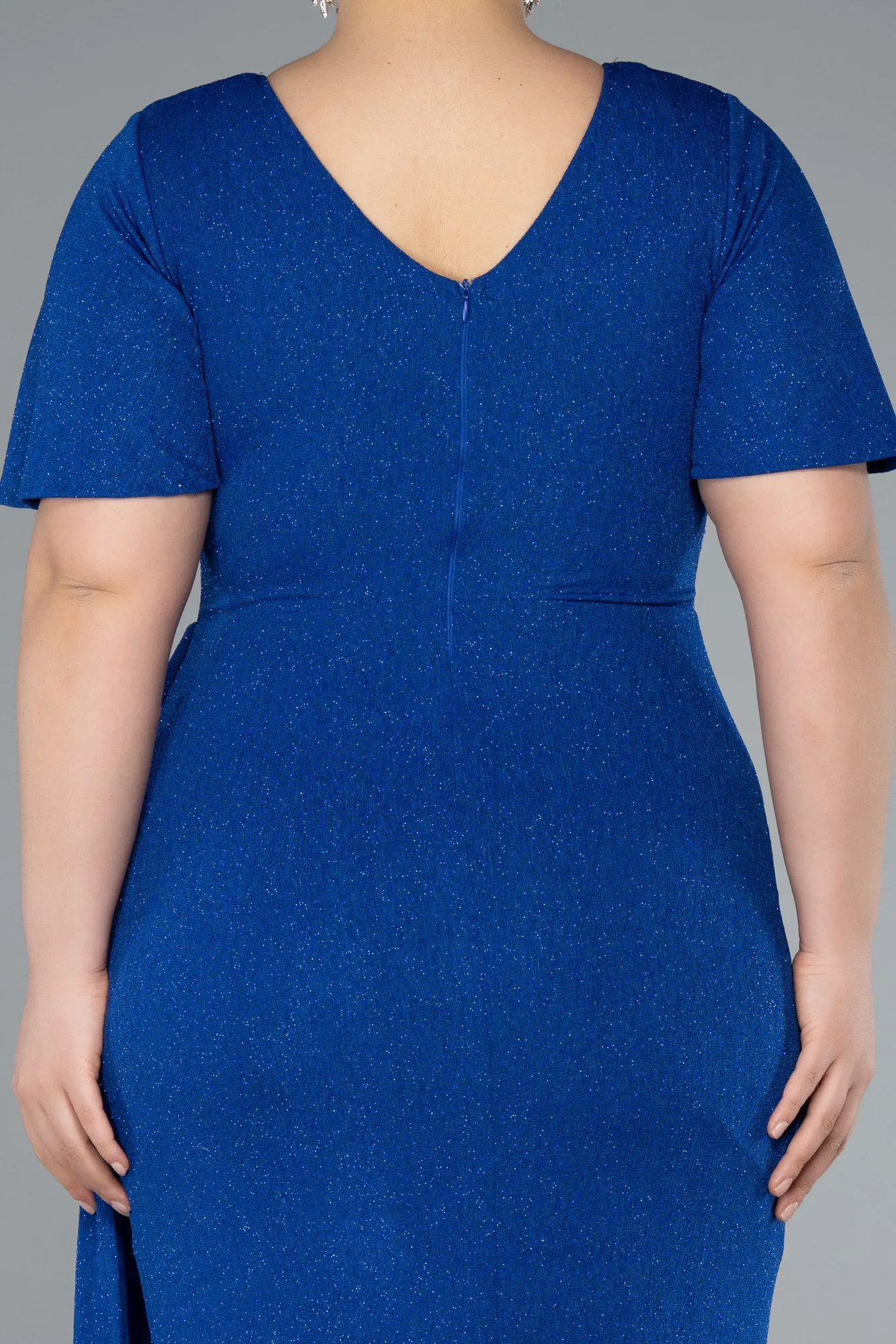 Sax Blue-Long Formal Plus Size Dress ABU3645