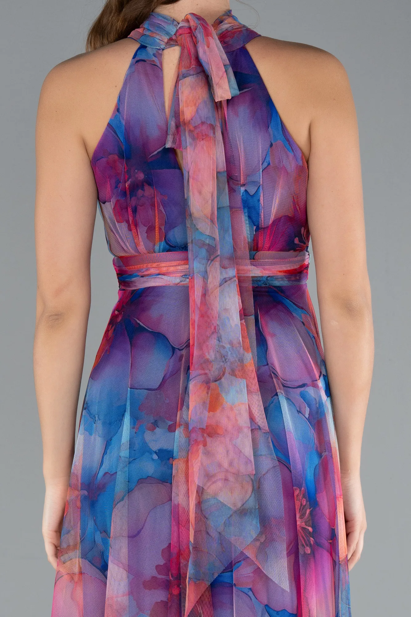 Sax Blue-Long Invitation Dress ABU674