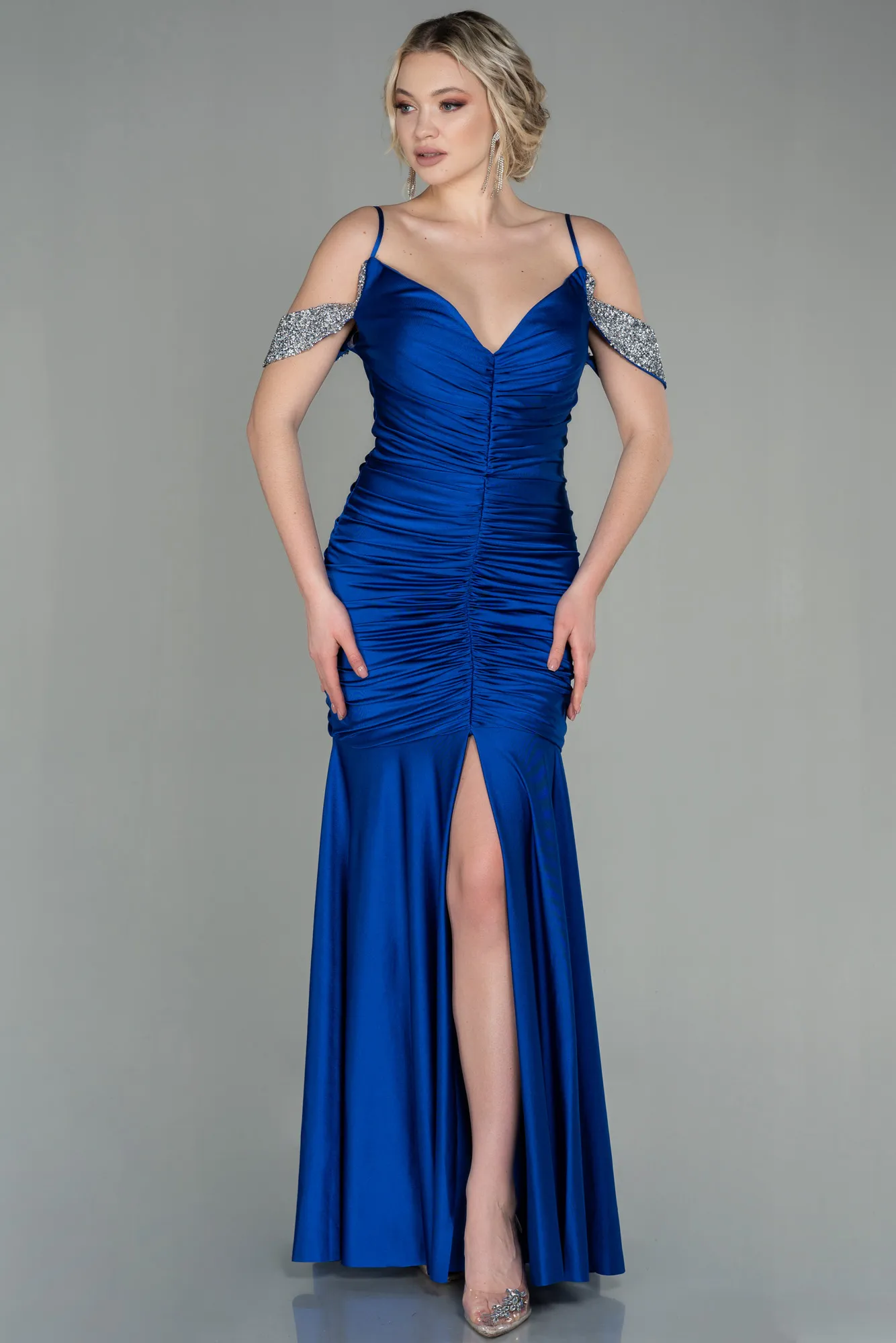 Sax Blue-Long Mermaid Evening Dress ABU2899
