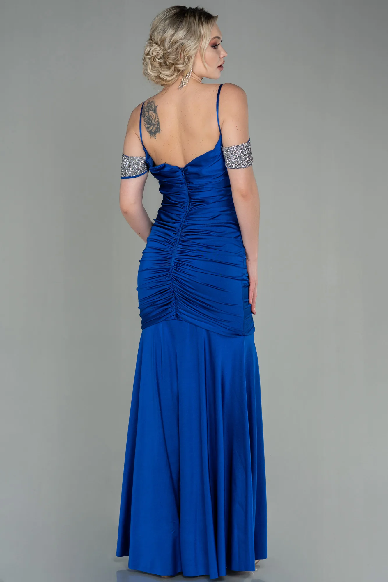 Sax Blue-Long Mermaid Evening Dress ABU2899