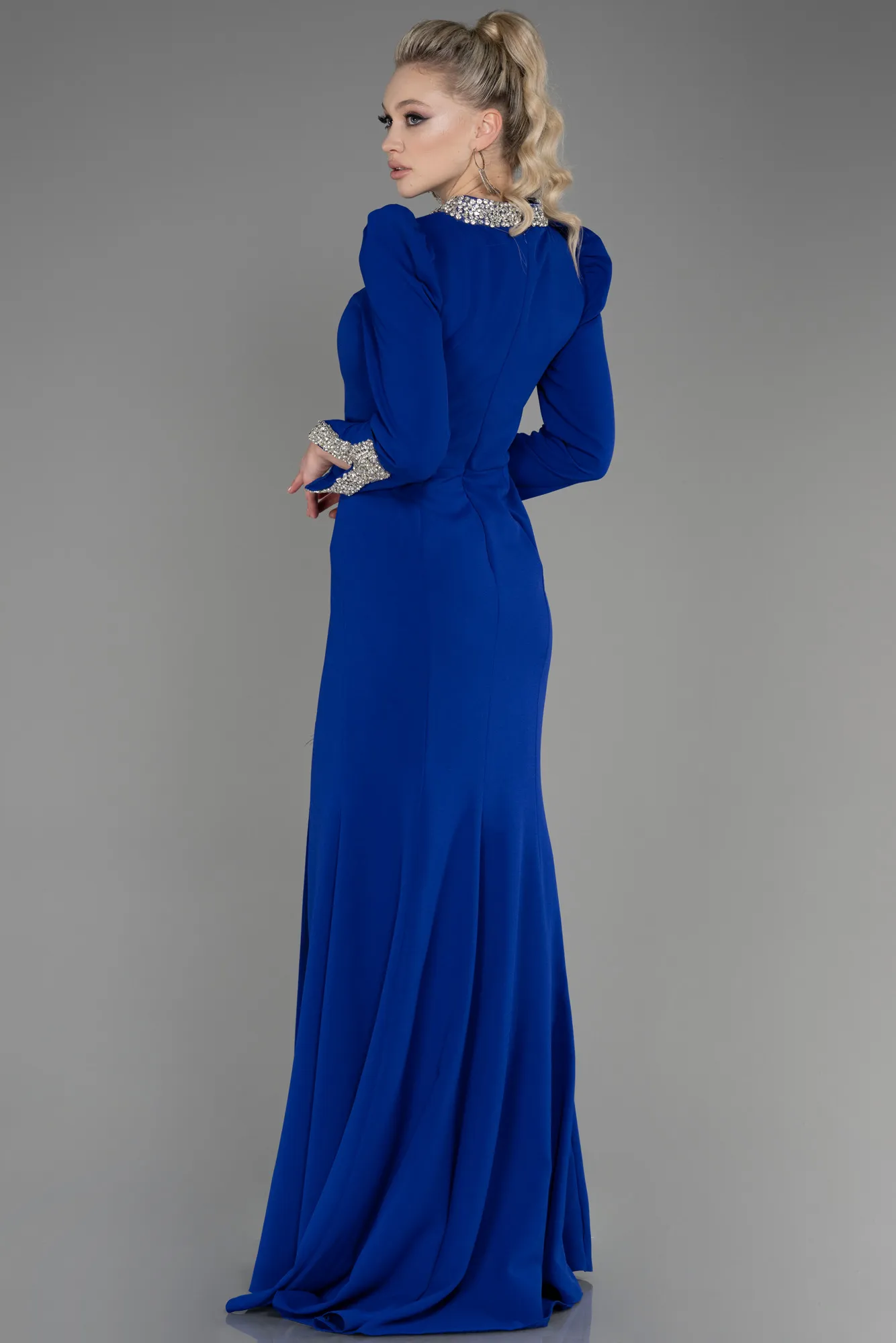 Sax Blue-Long Mermaid Evening Gown ABU3709