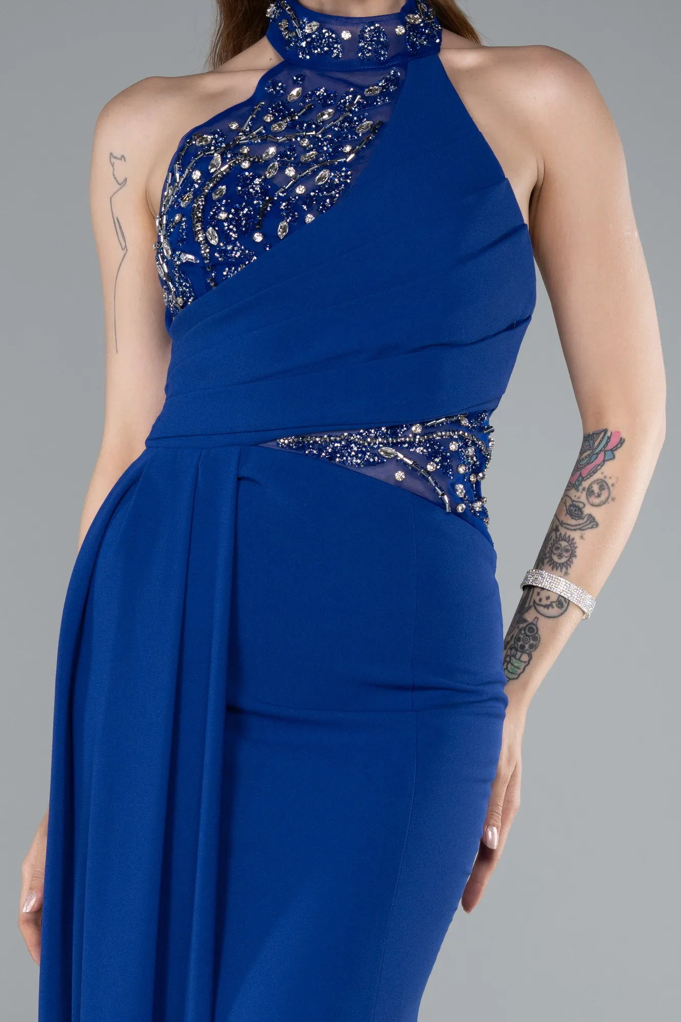Sax Blue-Long Mermaid Evening Gown ABU4979