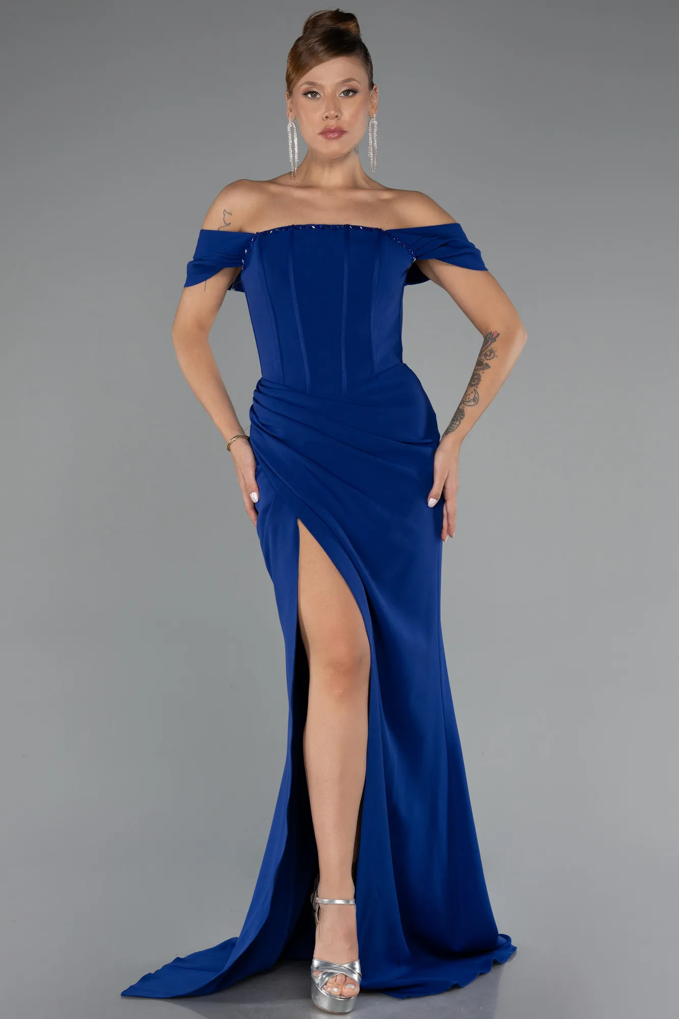 Sax Blue-Long Mermaid Evening Gown ABU5350