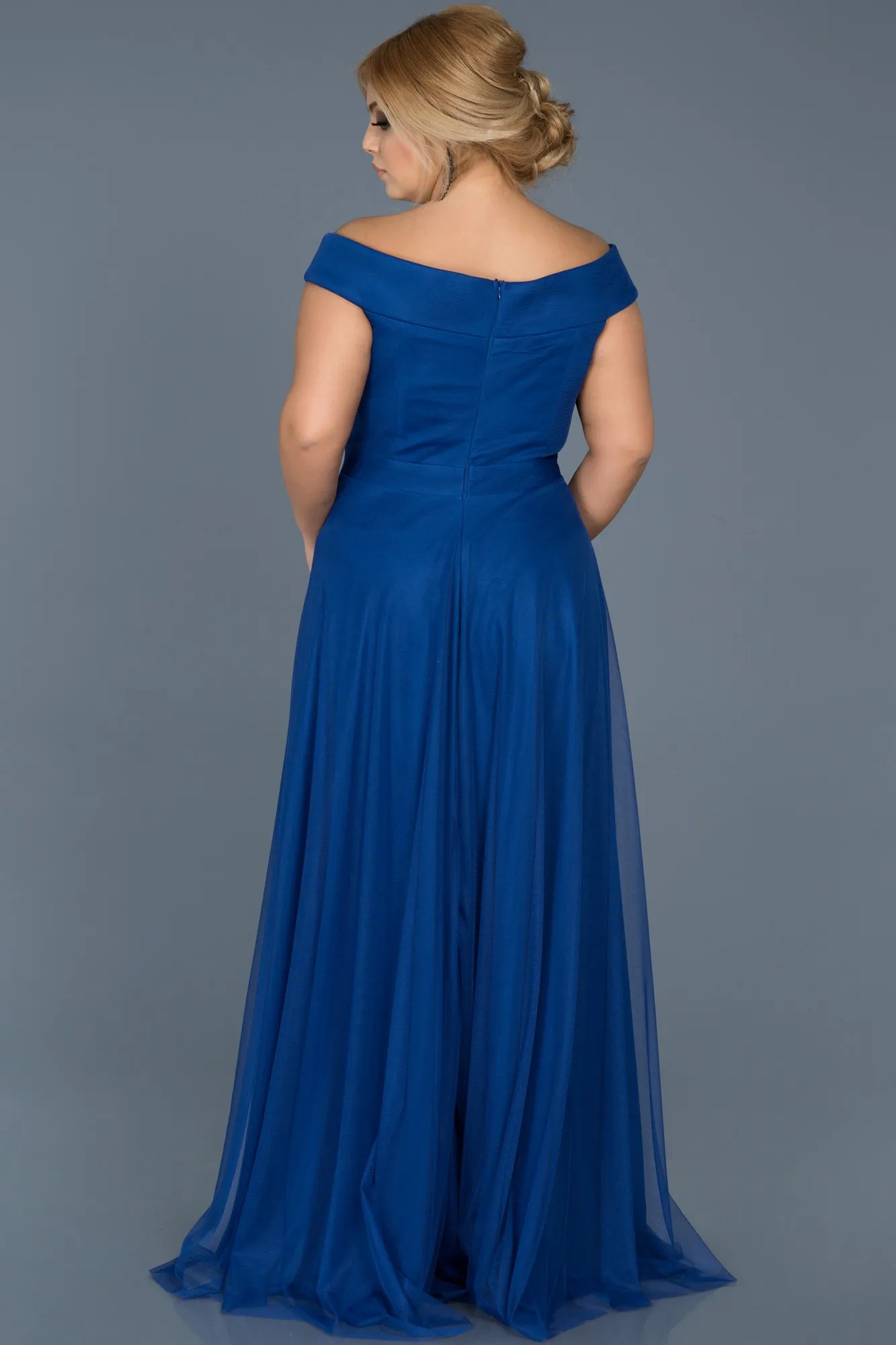 Sax Blue-Long Oversized Evening Dress ABU020