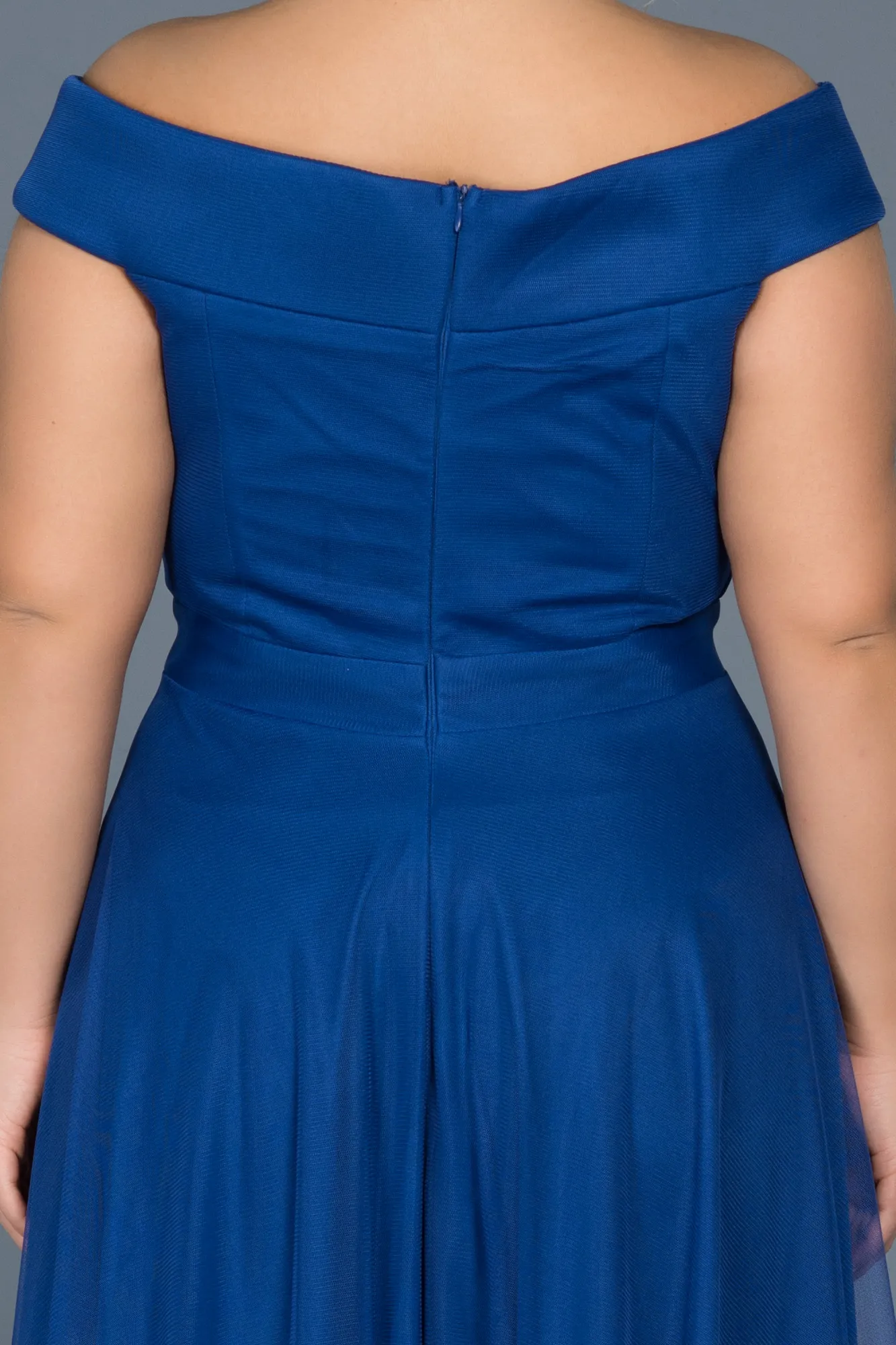 Sax Blue-Long Oversized Evening Dress ABU020