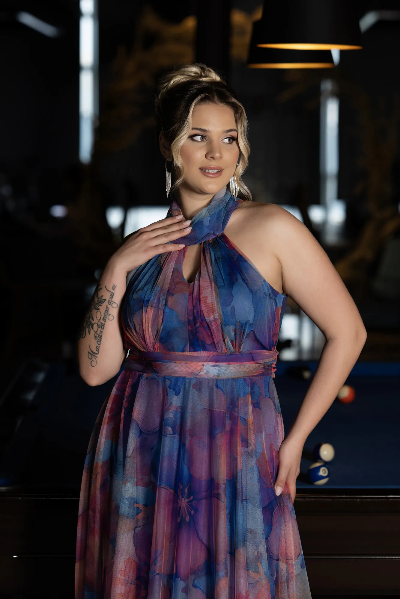 Sax Blue-Long Oversized Evening Dress ABU1447