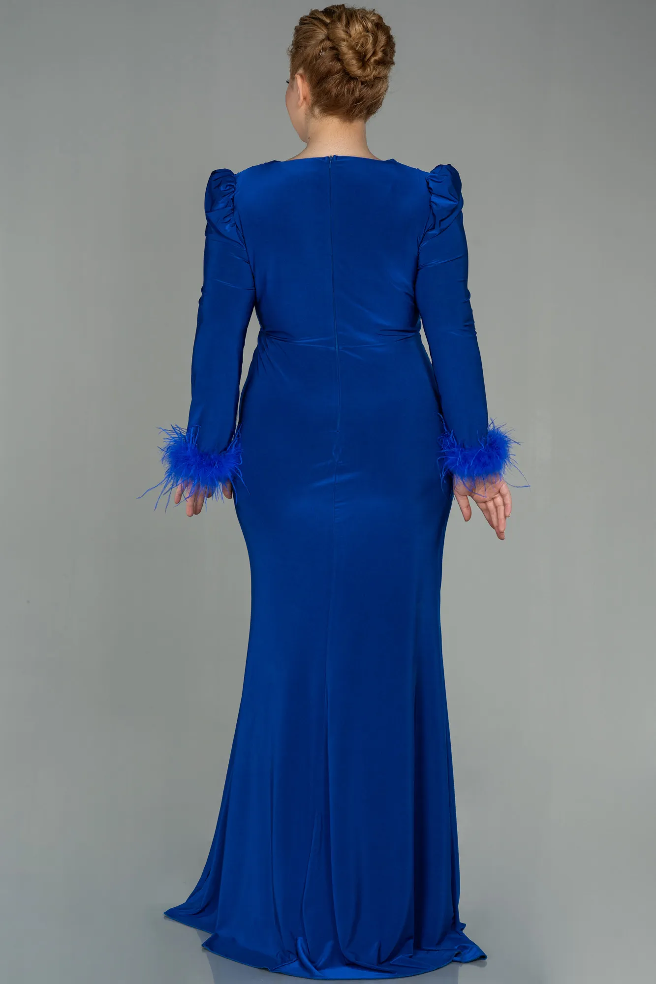 Sax Blue-Long Plus Size Evening Dress ABU2832