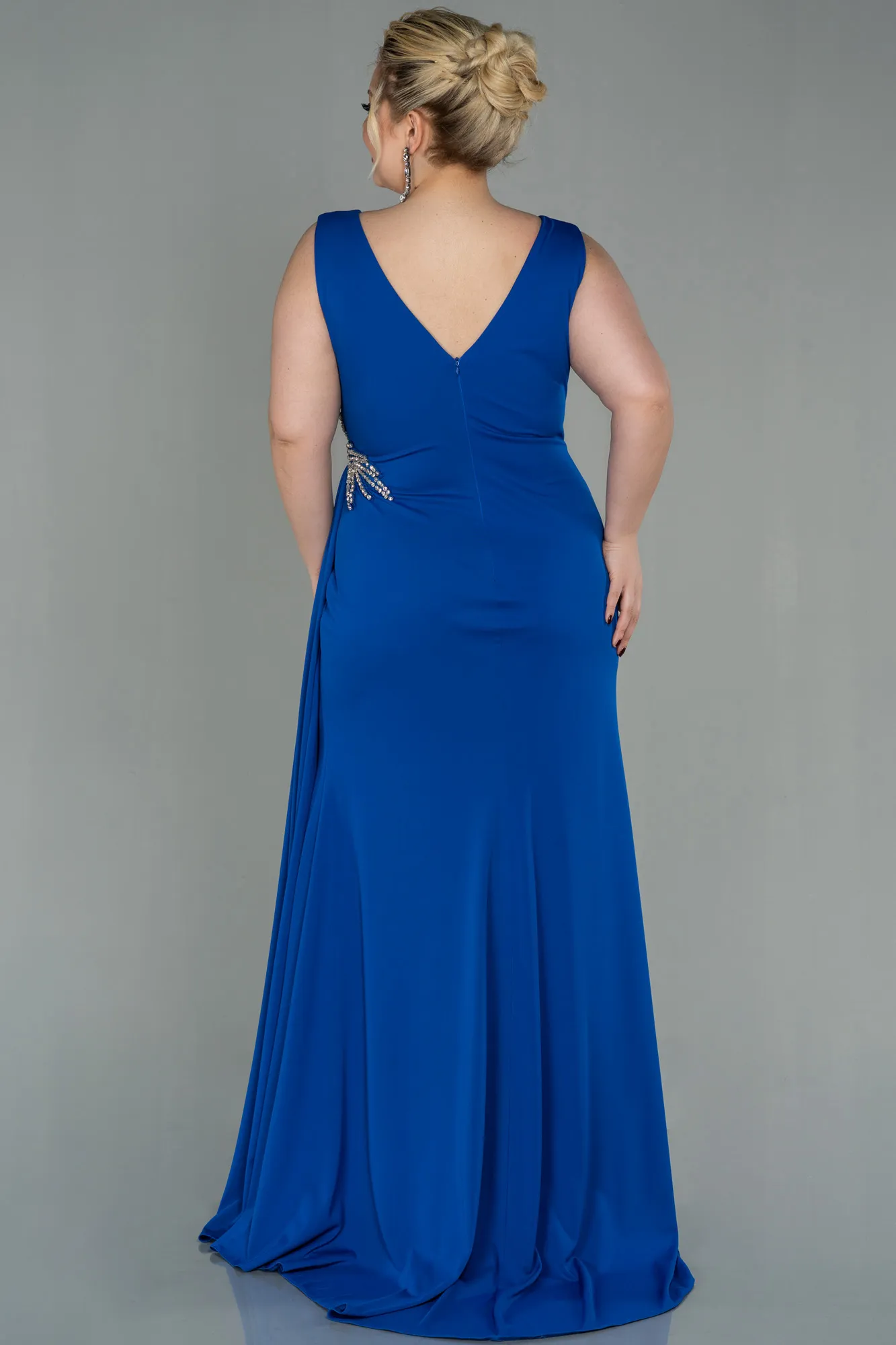 Sax Blue-Long Plus Size Evening Dress ABU2934
