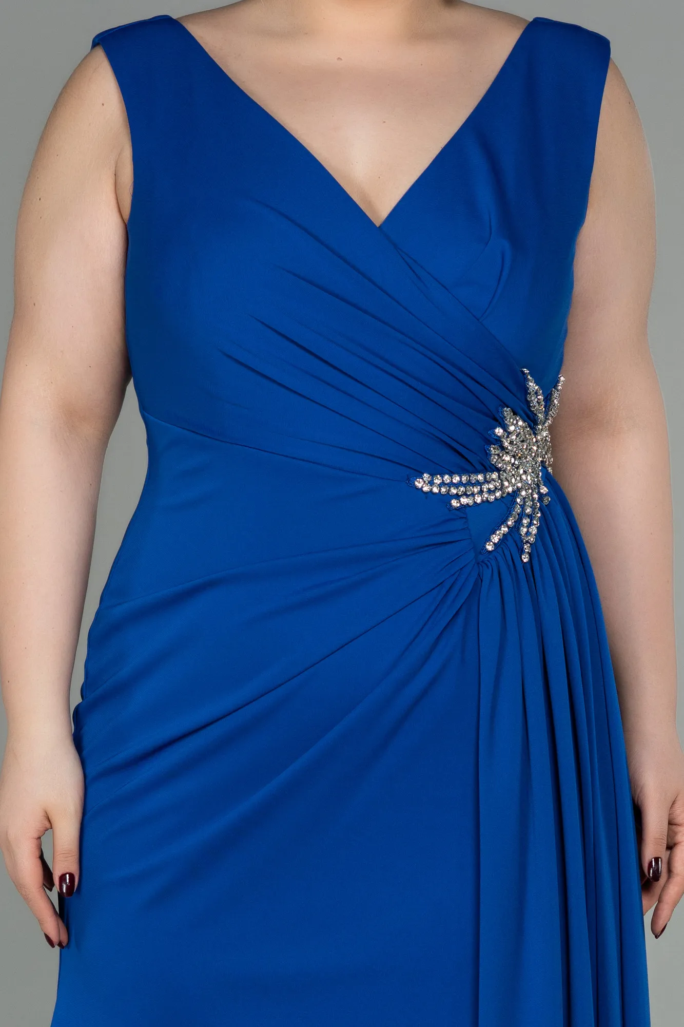 Sax Blue-Long Plus Size Evening Dress ABU2934