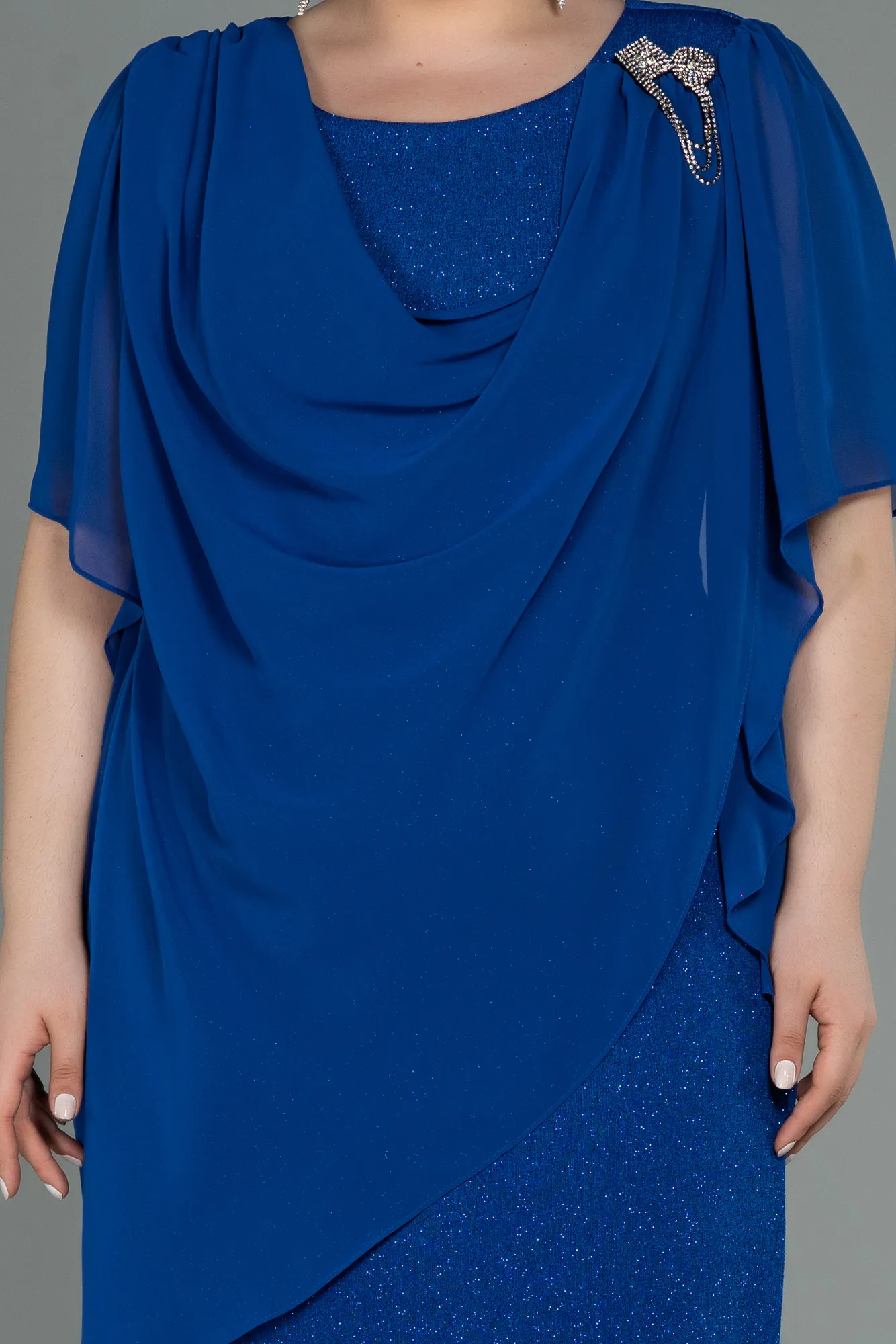 Sax Blue-Long Plus Size Evening Dress ABU3124