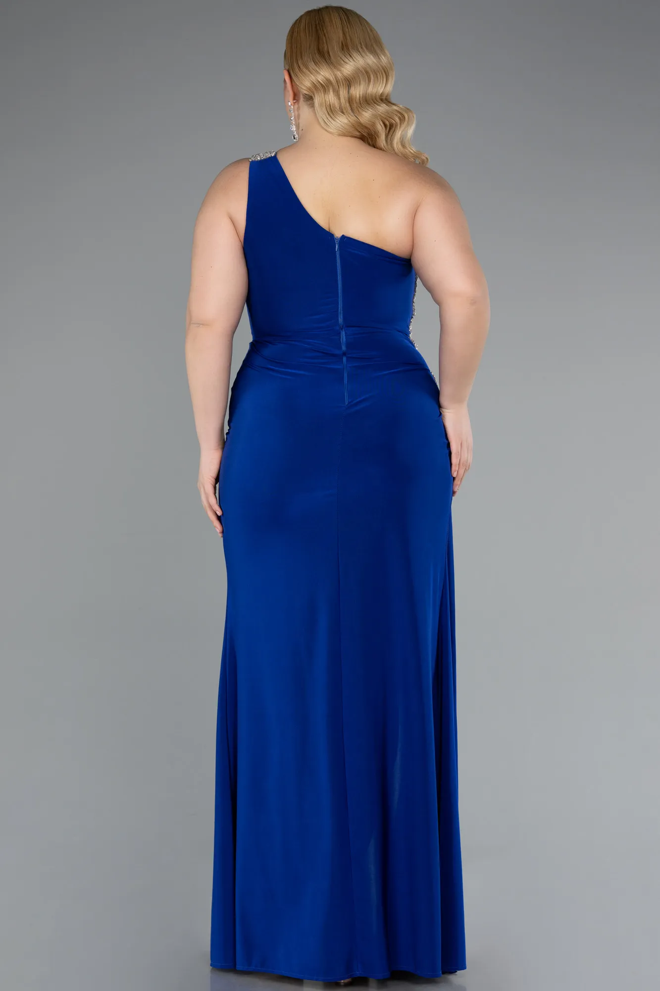 Sax Blue-Long Plus Size Evening Dress ABU3132