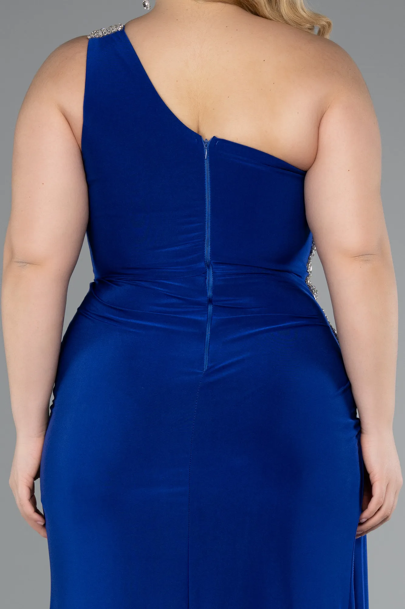 Sax Blue-Long Plus Size Evening Dress ABU3132