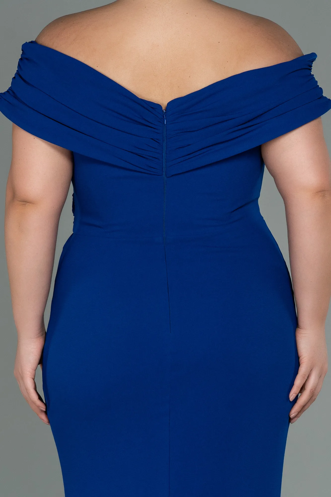 Sax Blue-Long Plus Size Evening Dress ABU3172