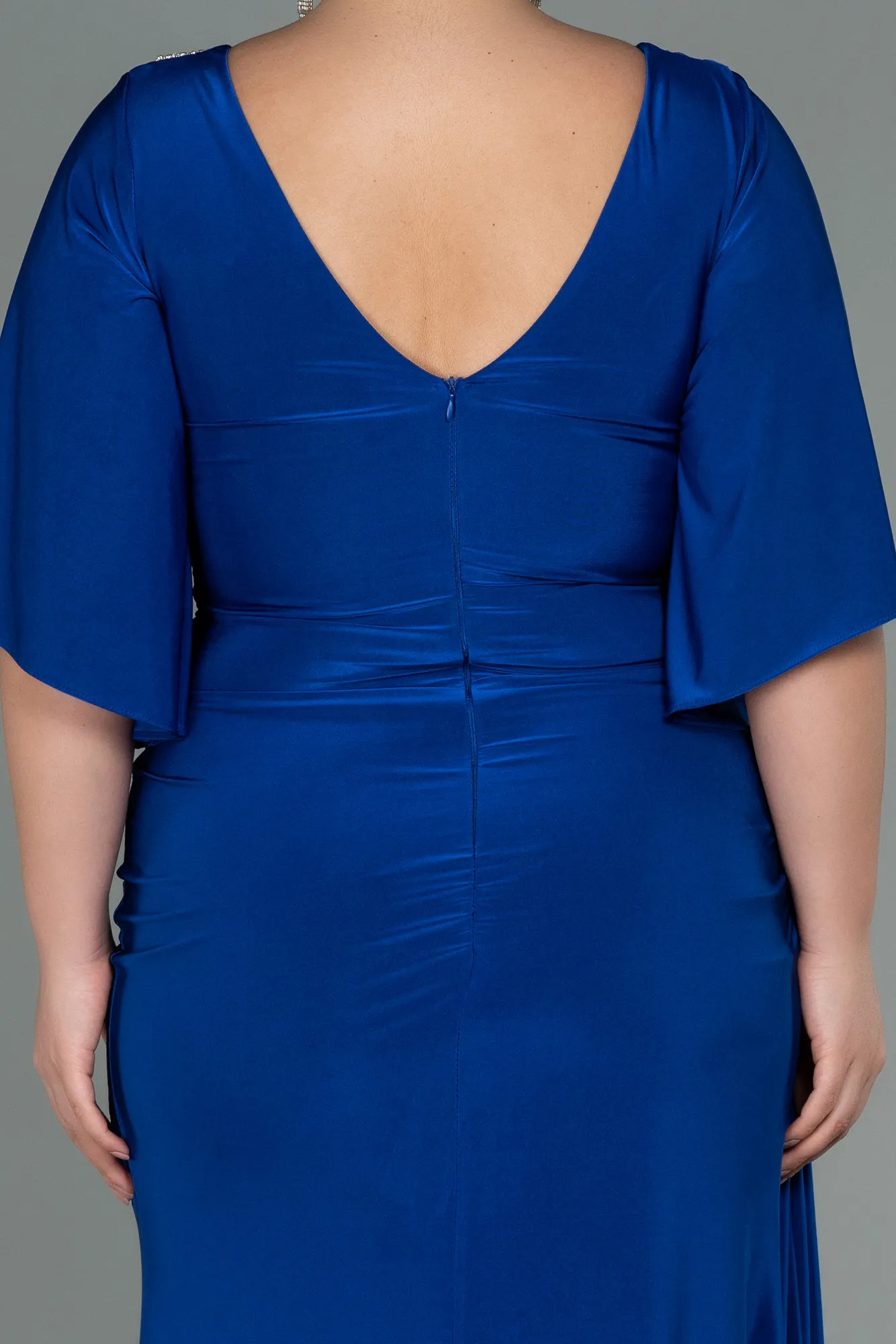Sax Blue-Long Plus Size Evening Dress ABU3173