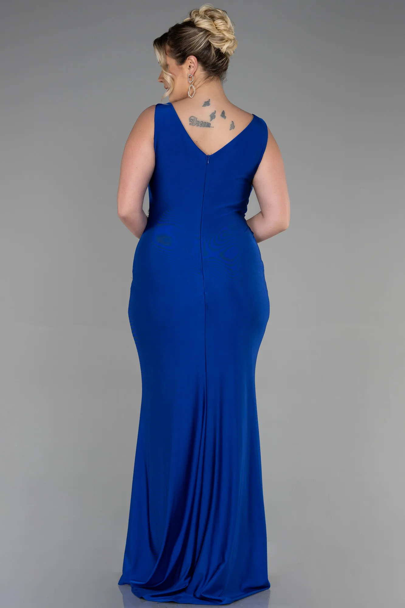 Sax Blue-Long Plus Size Evening Dress ABU3271