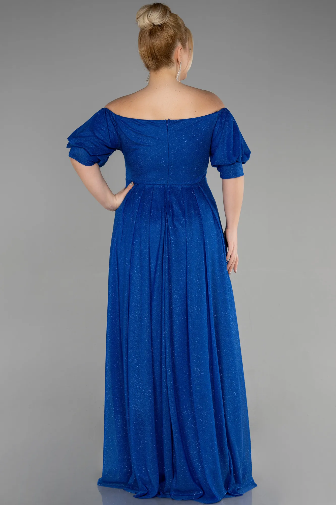 Sax Blue-Long Plus Size Evening Dress ABU3615