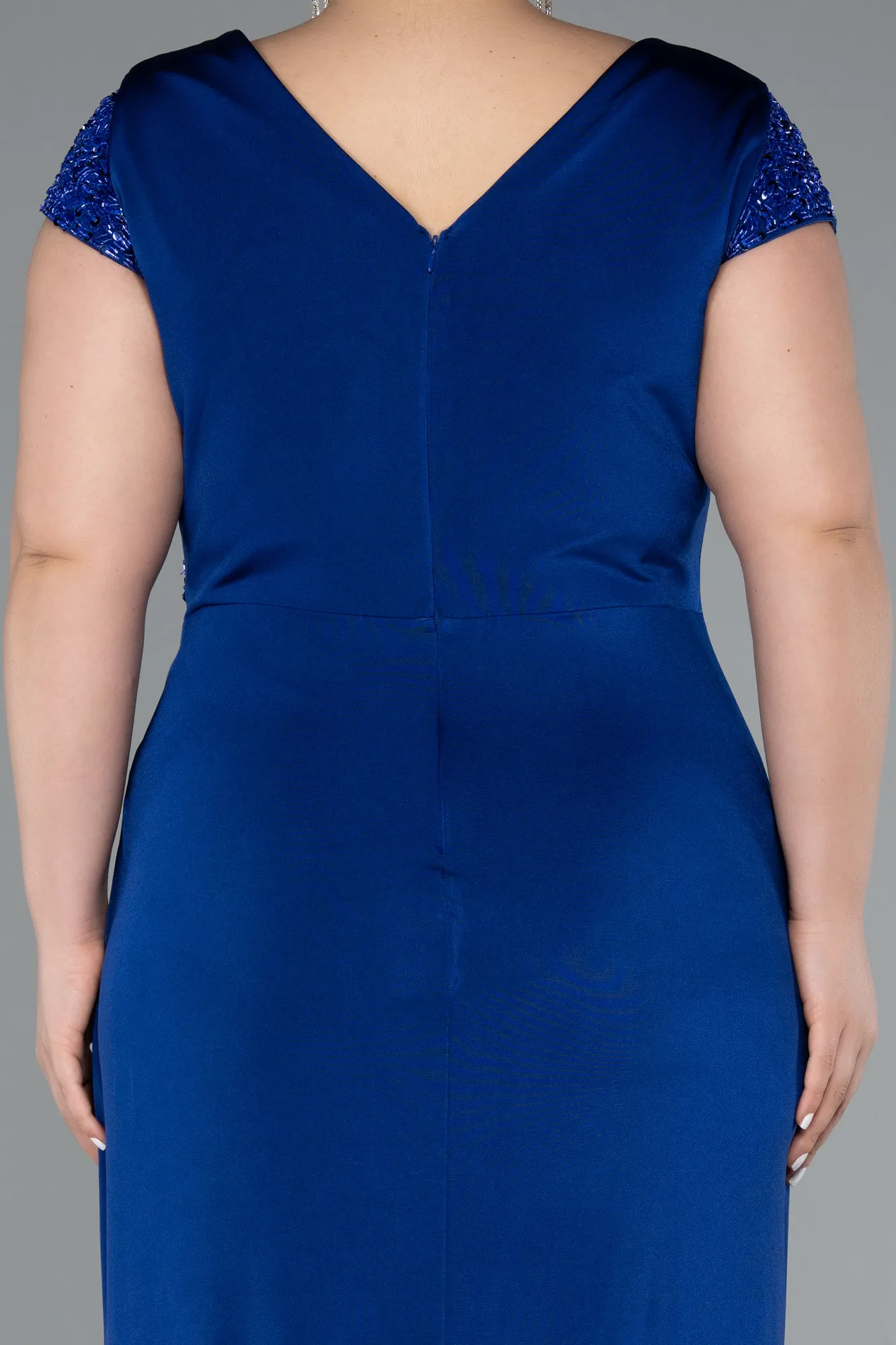 Sax Blue-Long Plus Size Evening Dress ABU5055