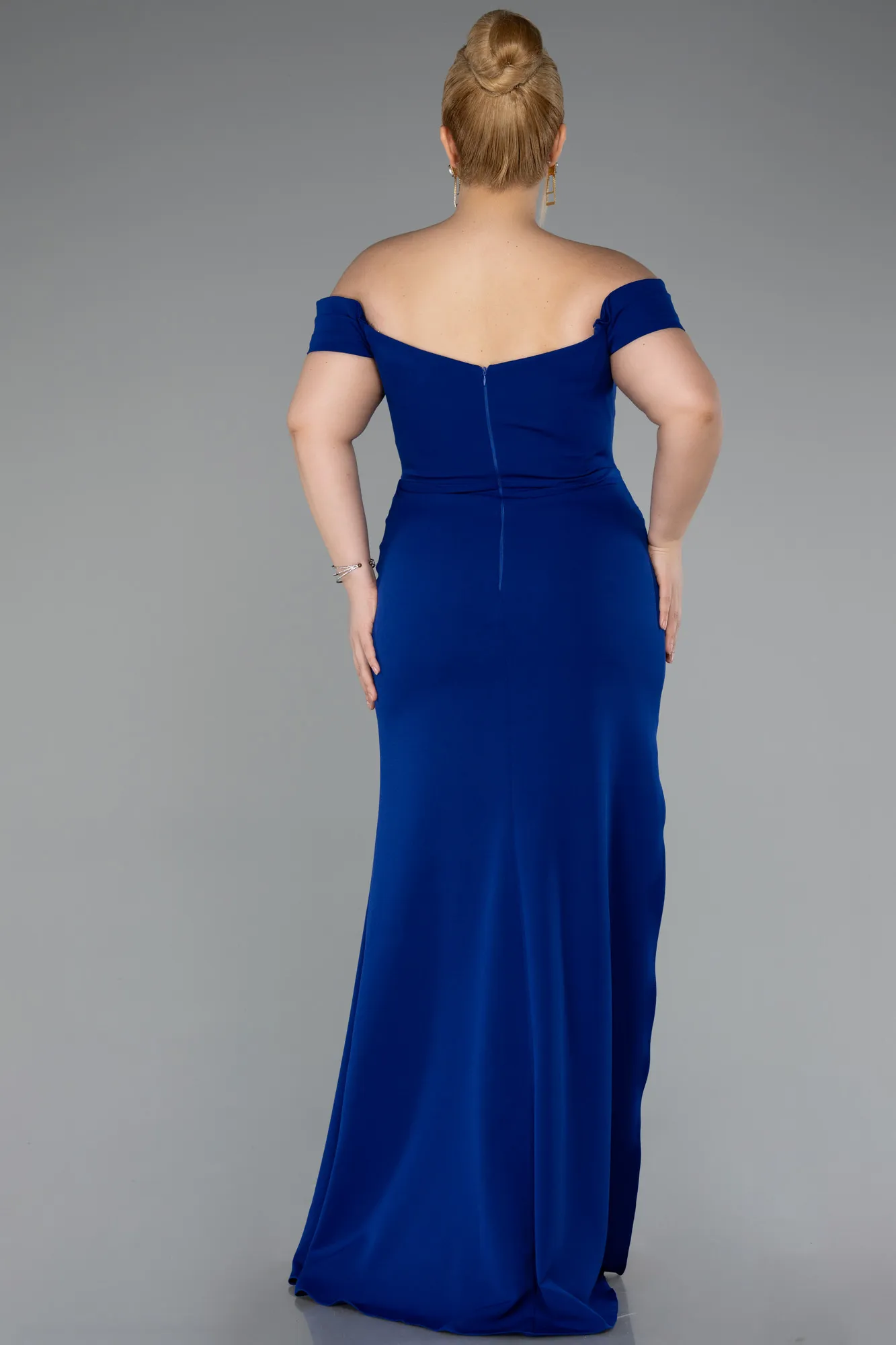 Sax Blue-Long Plus Size Evening Gown ABU5156