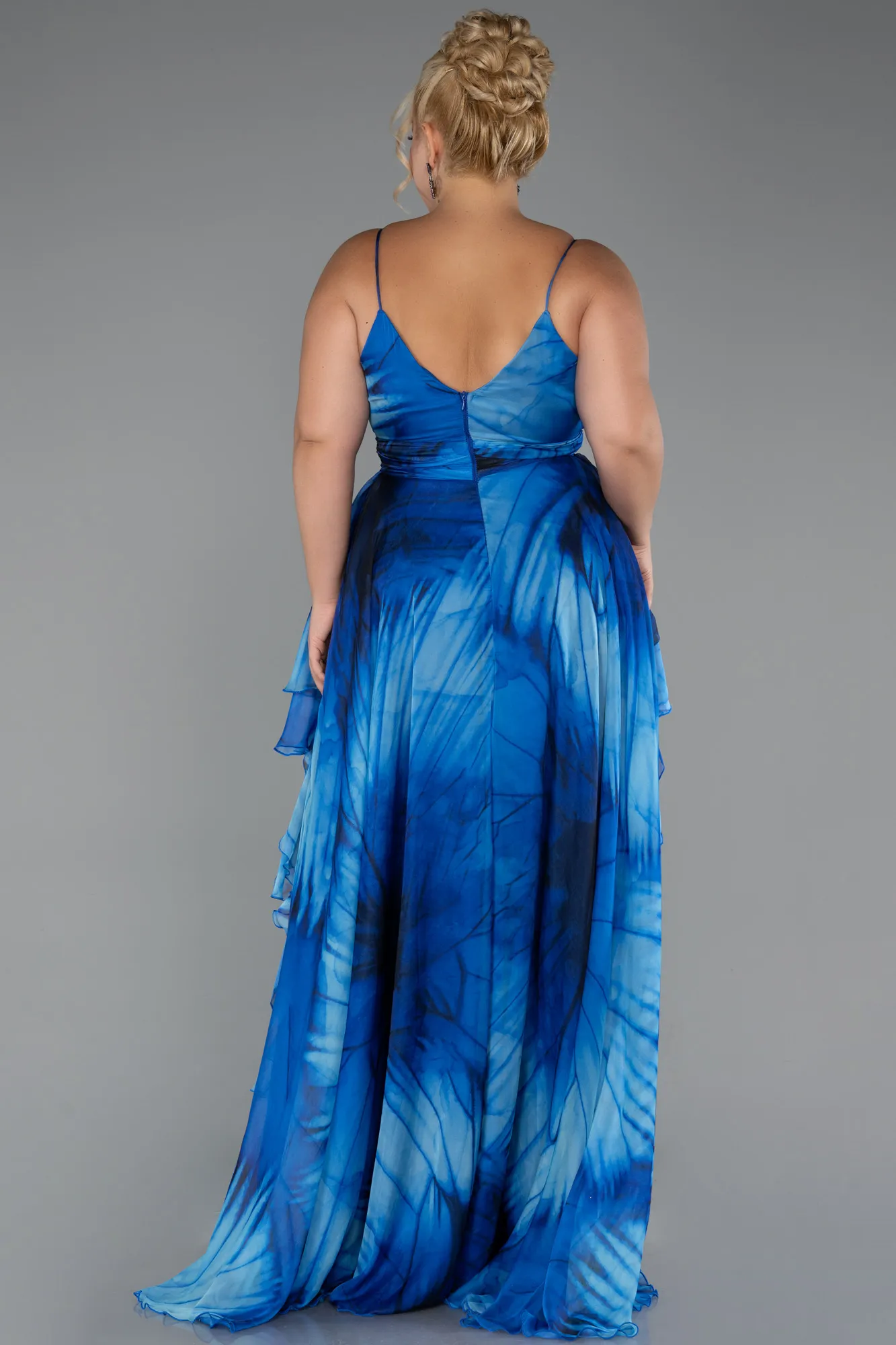Sax Blue-Long Plus Size Prom Dress ABU5267