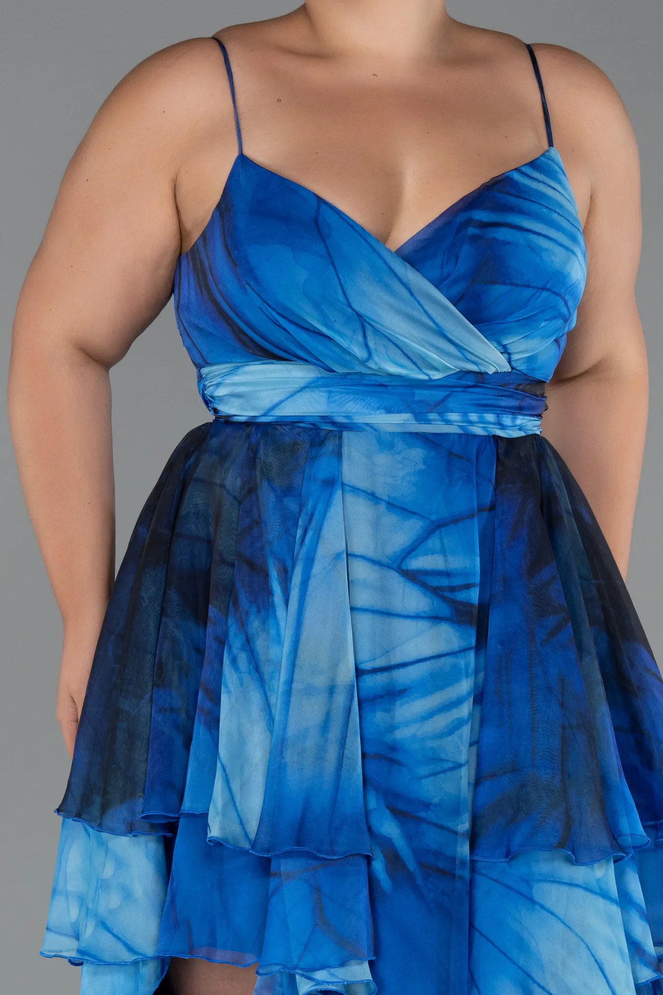 Sax Blue-Long Plus Size Prom Dress ABU5267