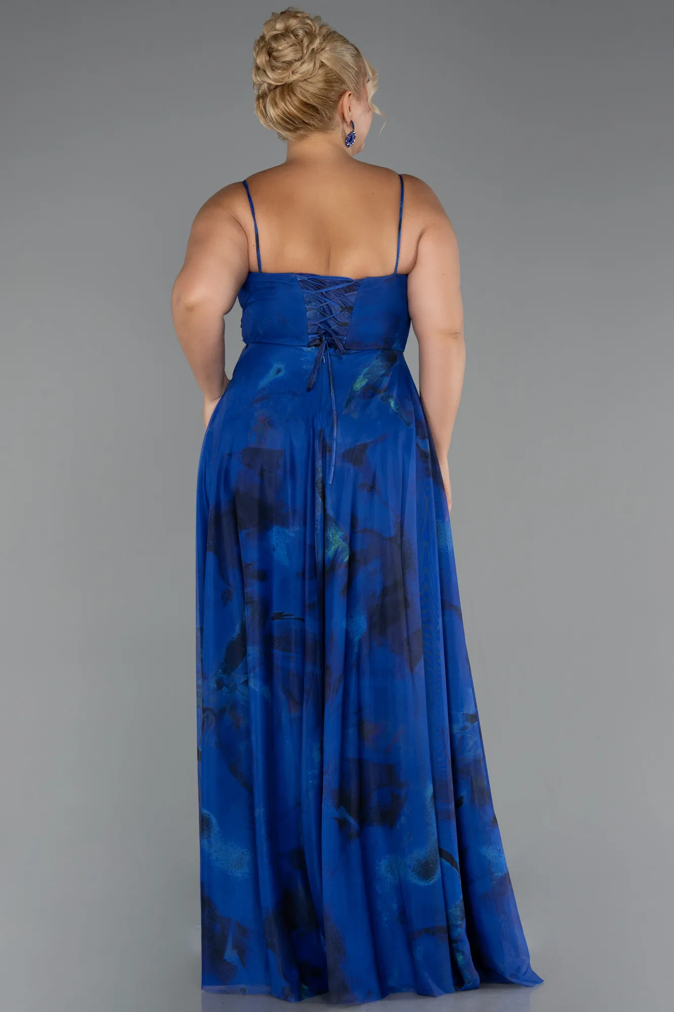 Sax Blue-Long Plus Size Prom Dress ABU5268