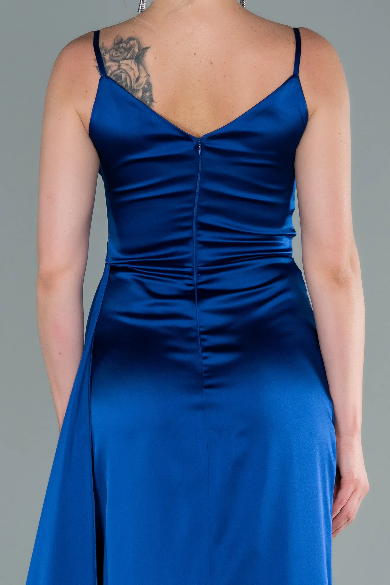 Sax Blue-Long Satin Prom Gown ABU2273