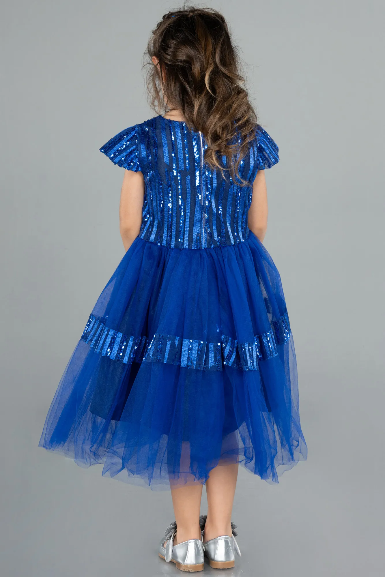 Sax Blue-Midi Girl Dress ABK2301
