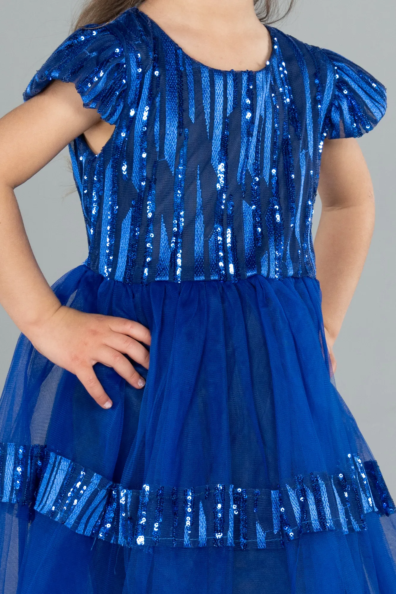 Sax Blue-Midi Girl Dress ABK2301