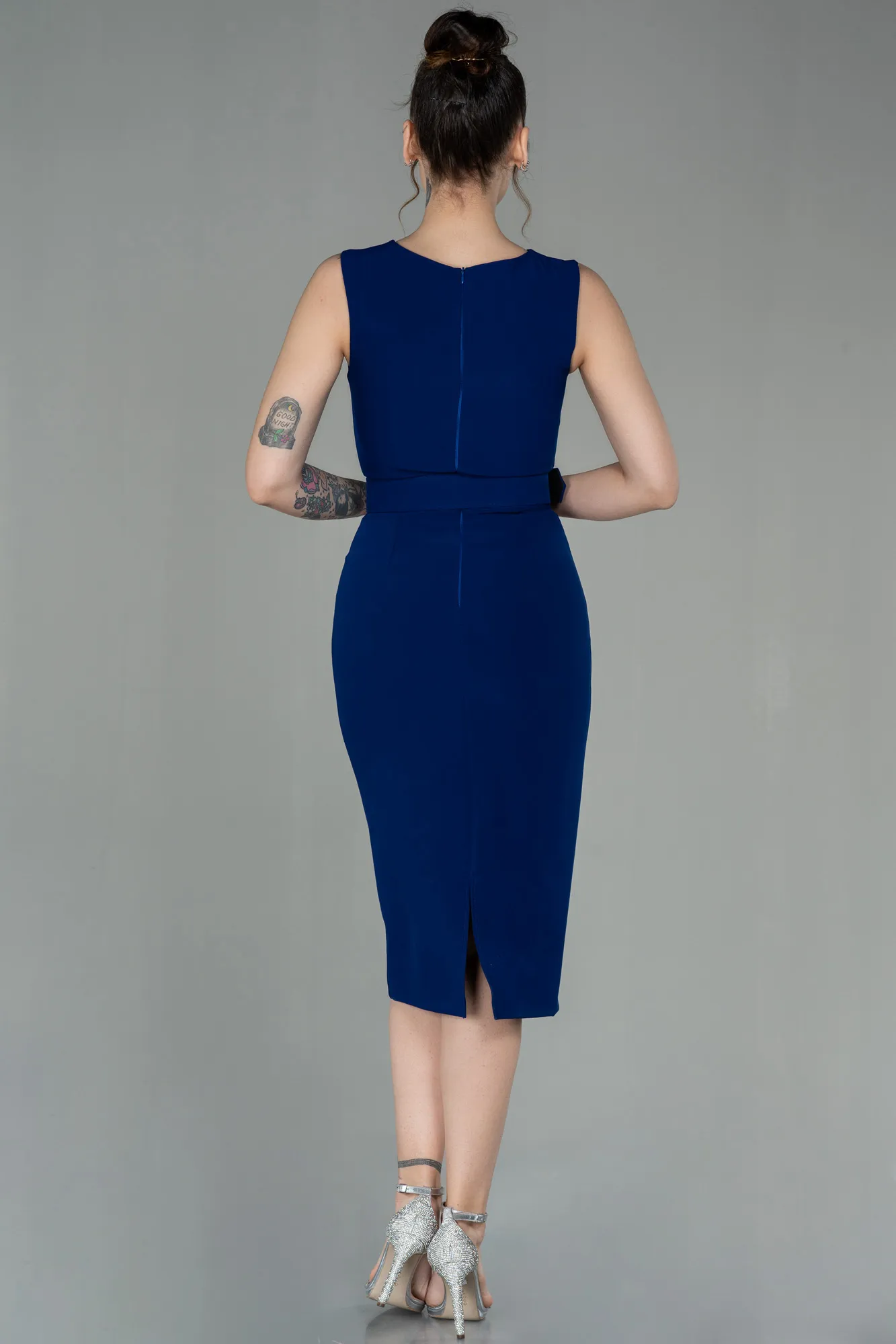 Sax Blue-Midi Invitation Dress ABK1045