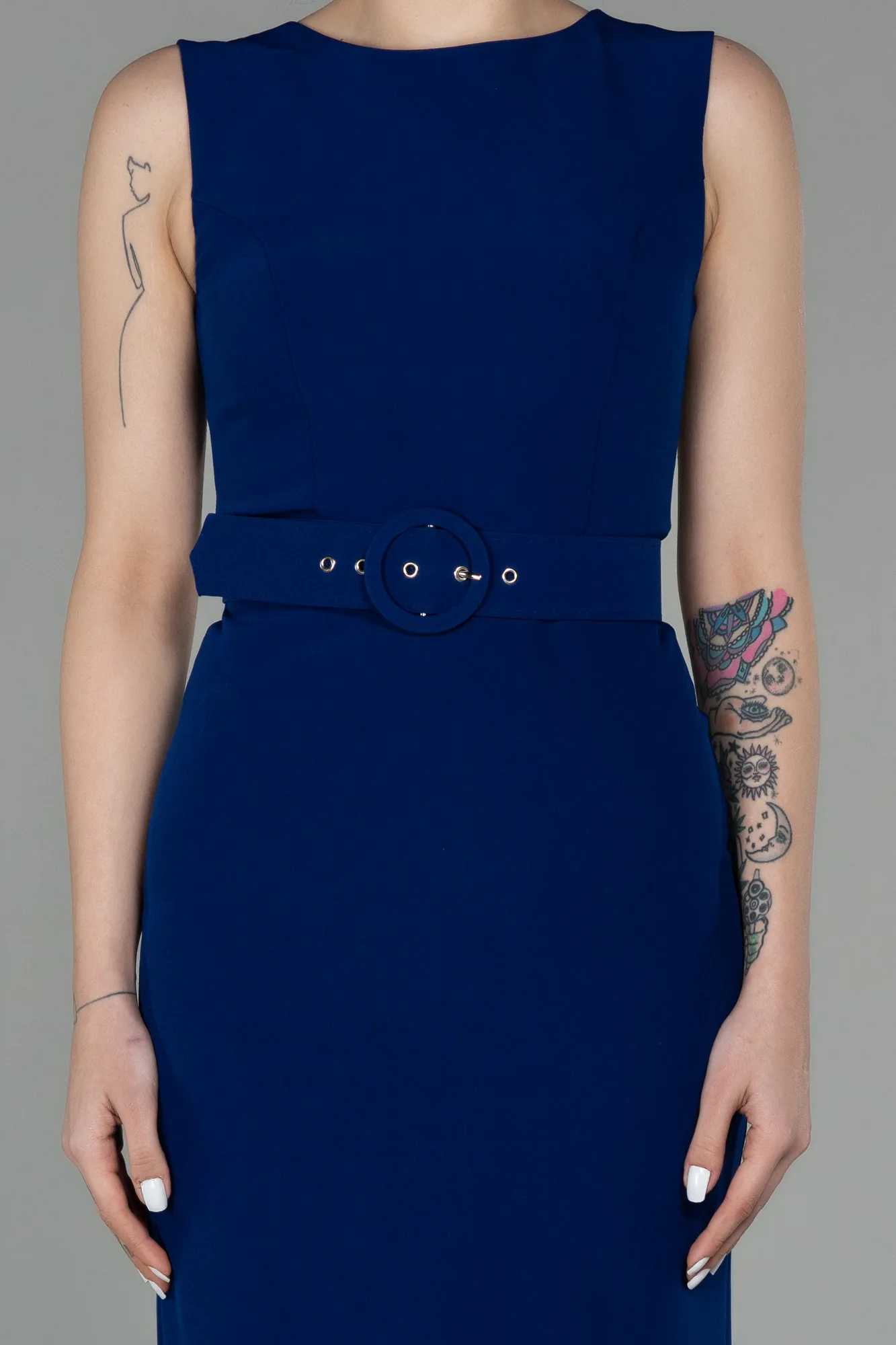 Sax Blue-Midi Invitation Dress ABK1045