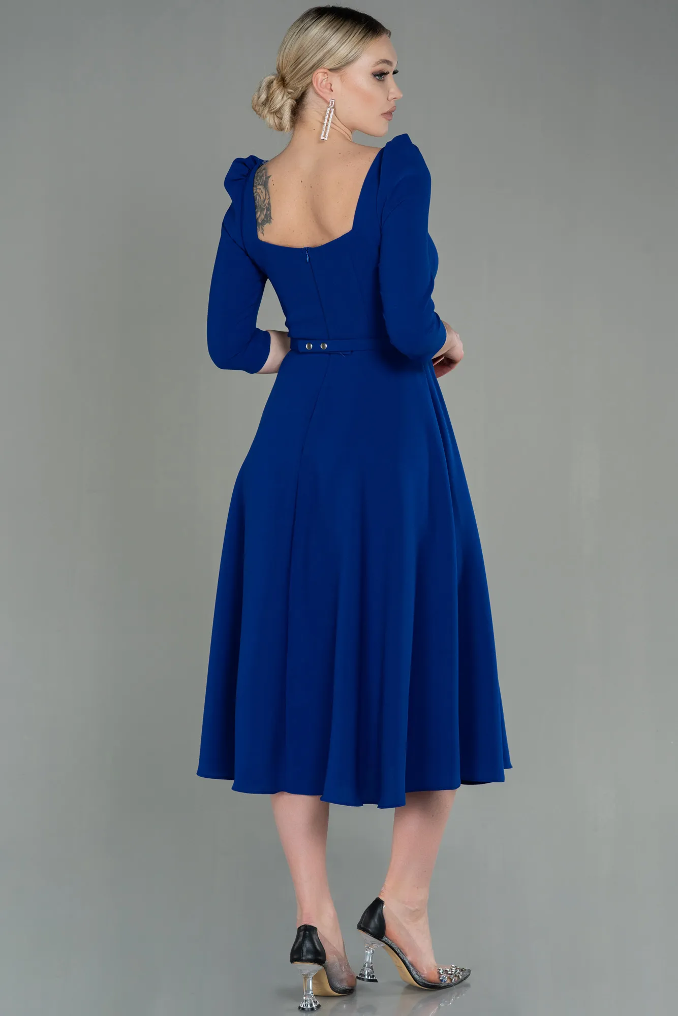 Sax Blue-Midi Invitation Dress ABK1678